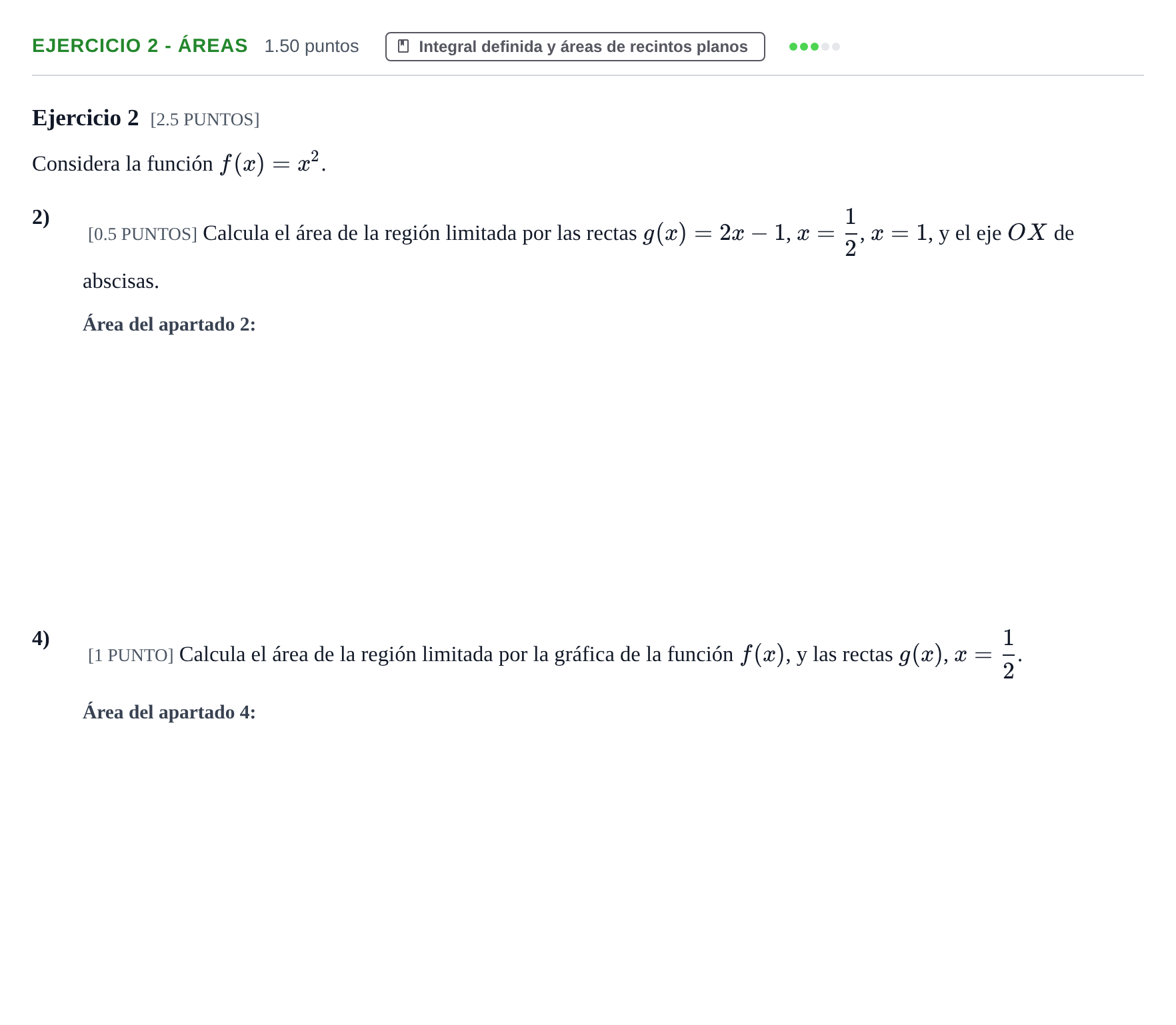 Enunciado: Ejercicio 2 - Áreas · Matemáticas II PAU Cantabria Ordinaria 2021