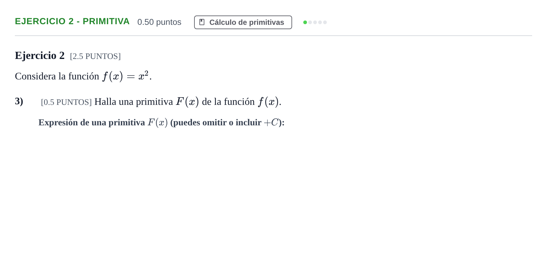 Enunciado: Ejercicio 2 - Primitiva · Matemáticas II PAU Cantabria Ordinaria 2021