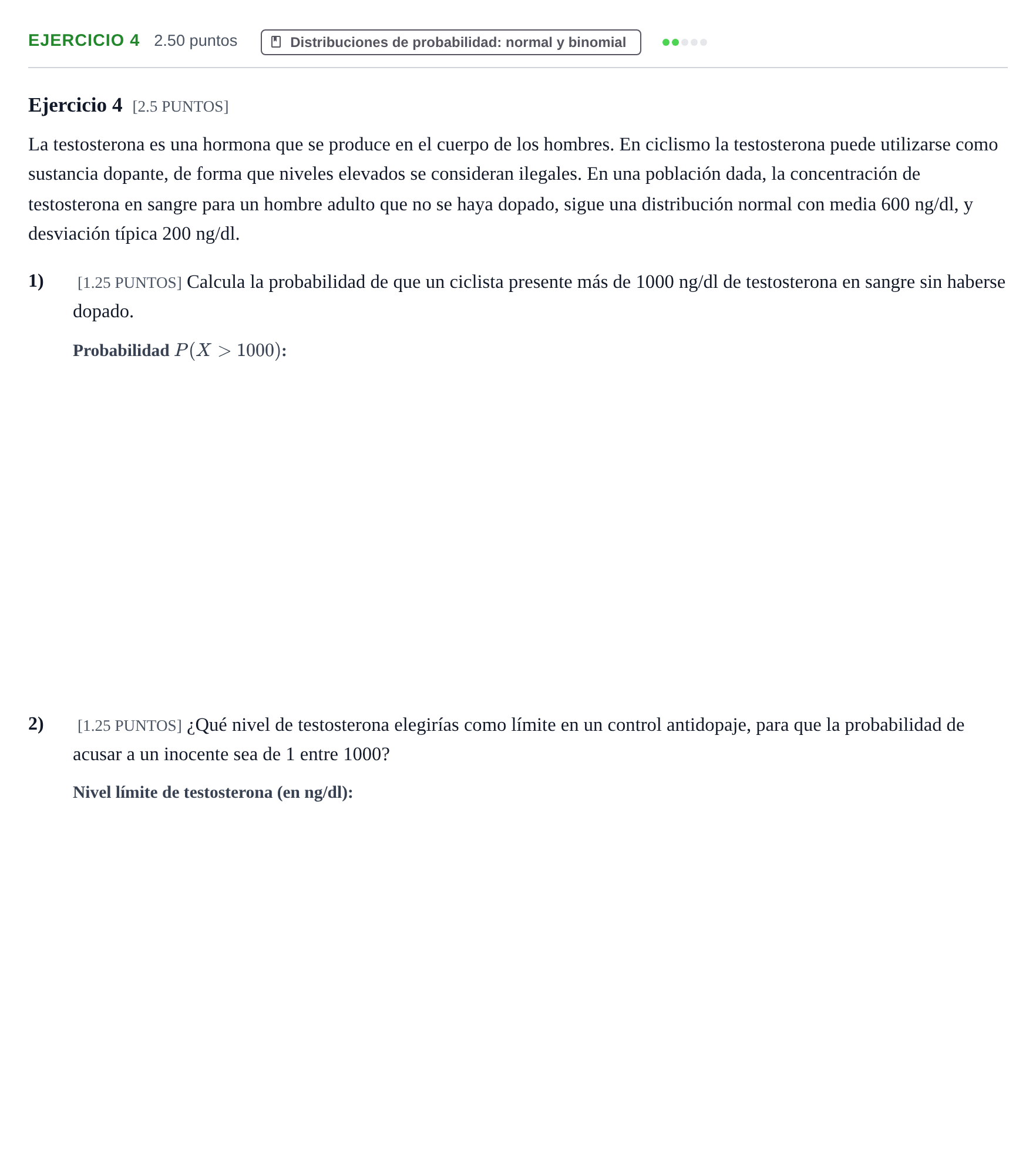 Enunciado: Ejercicio 4 · Matemáticas II PAU Cantabria Ordinaria 2021