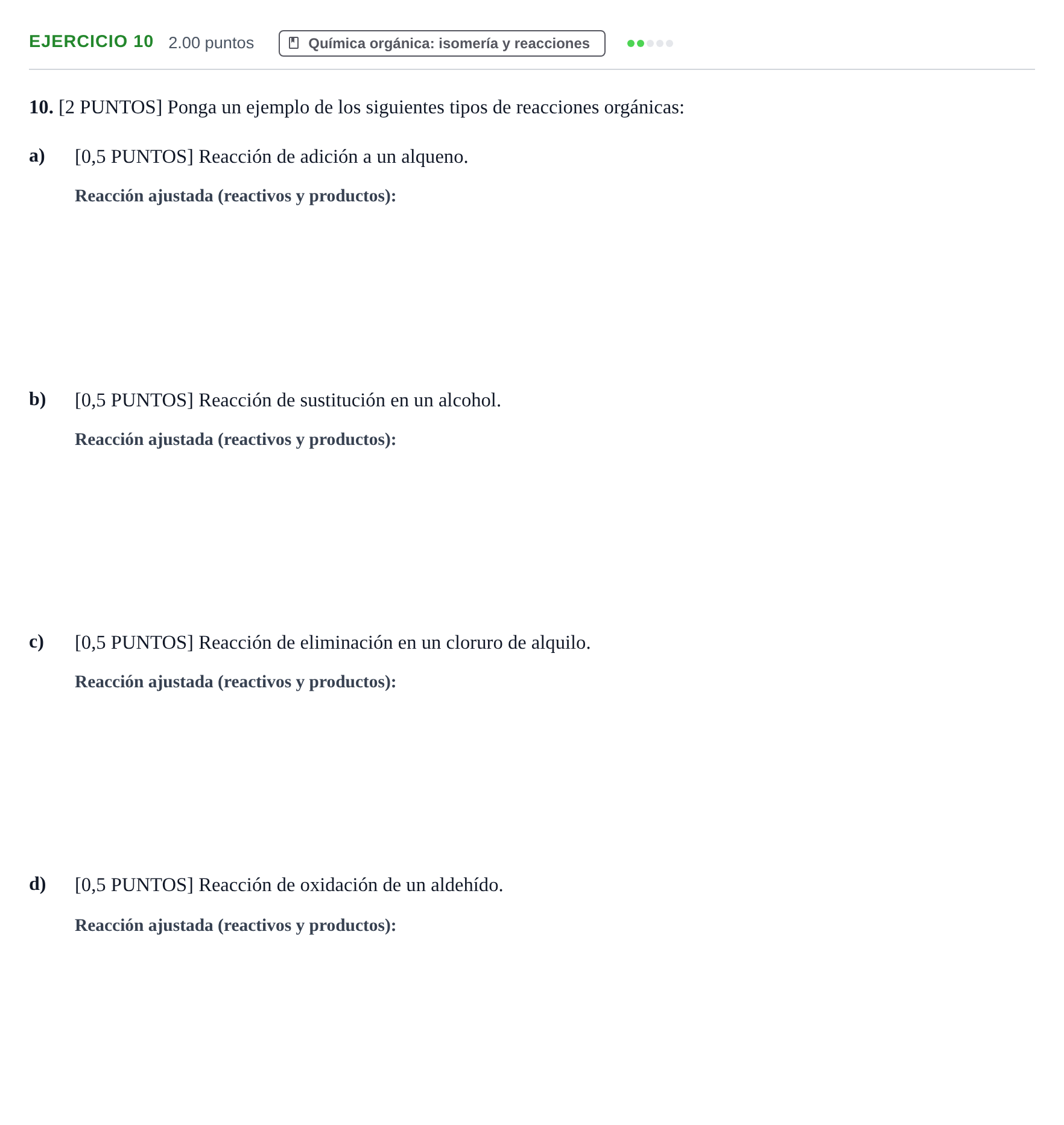 Enunciado: Problema 10 · Química PAU Cantabria Ordinaria 2021