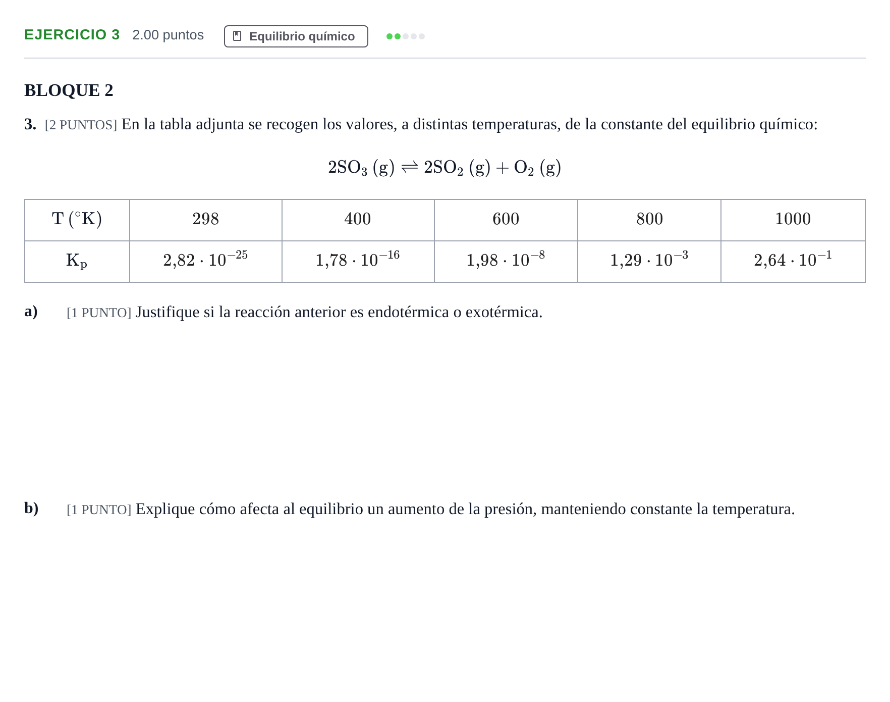 Enunciado: Problema 3 · Química PAU Cantabria Ordinaria 2021
