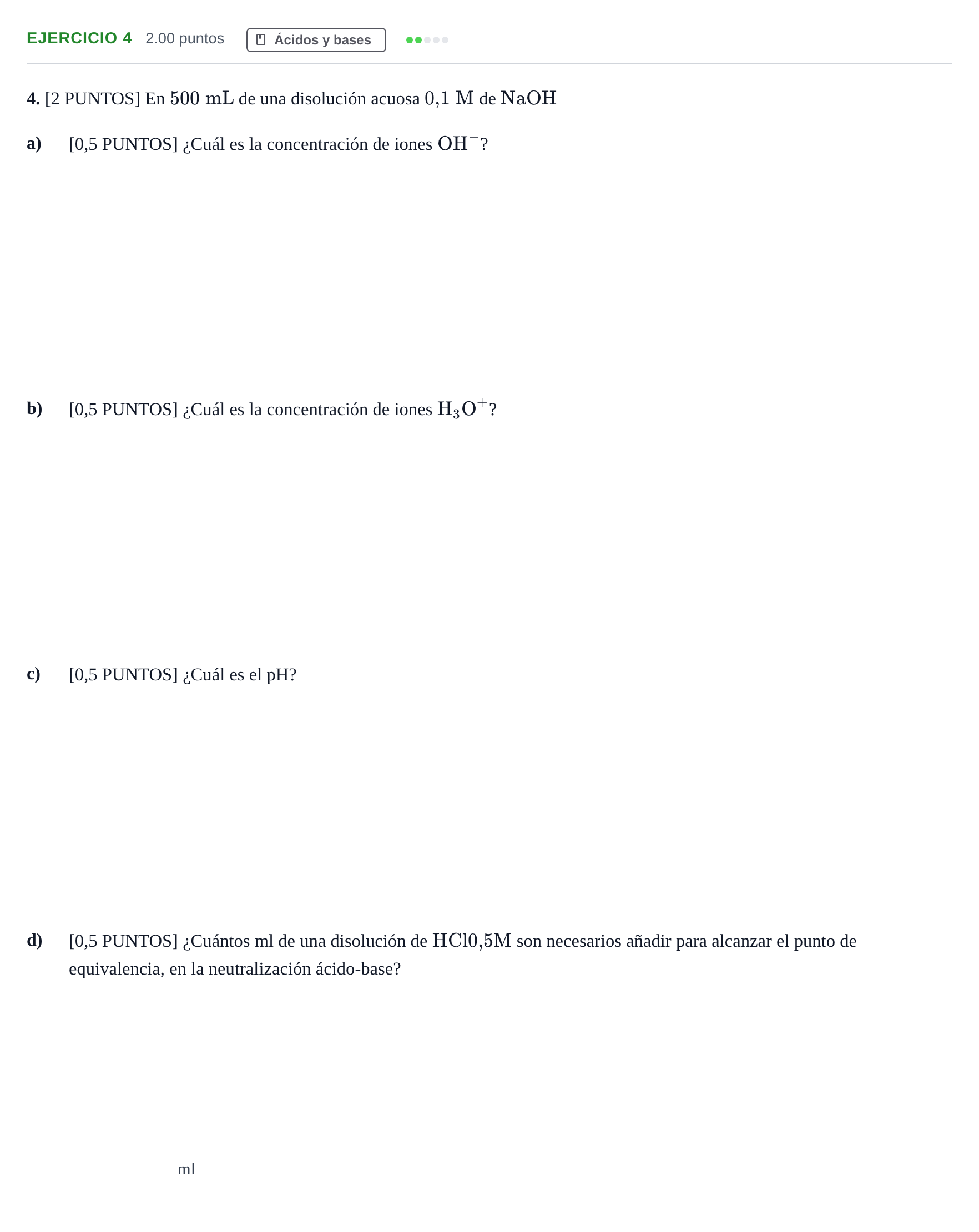 Enunciado: Problema 4 · Química PAU Cantabria Ordinaria 2021