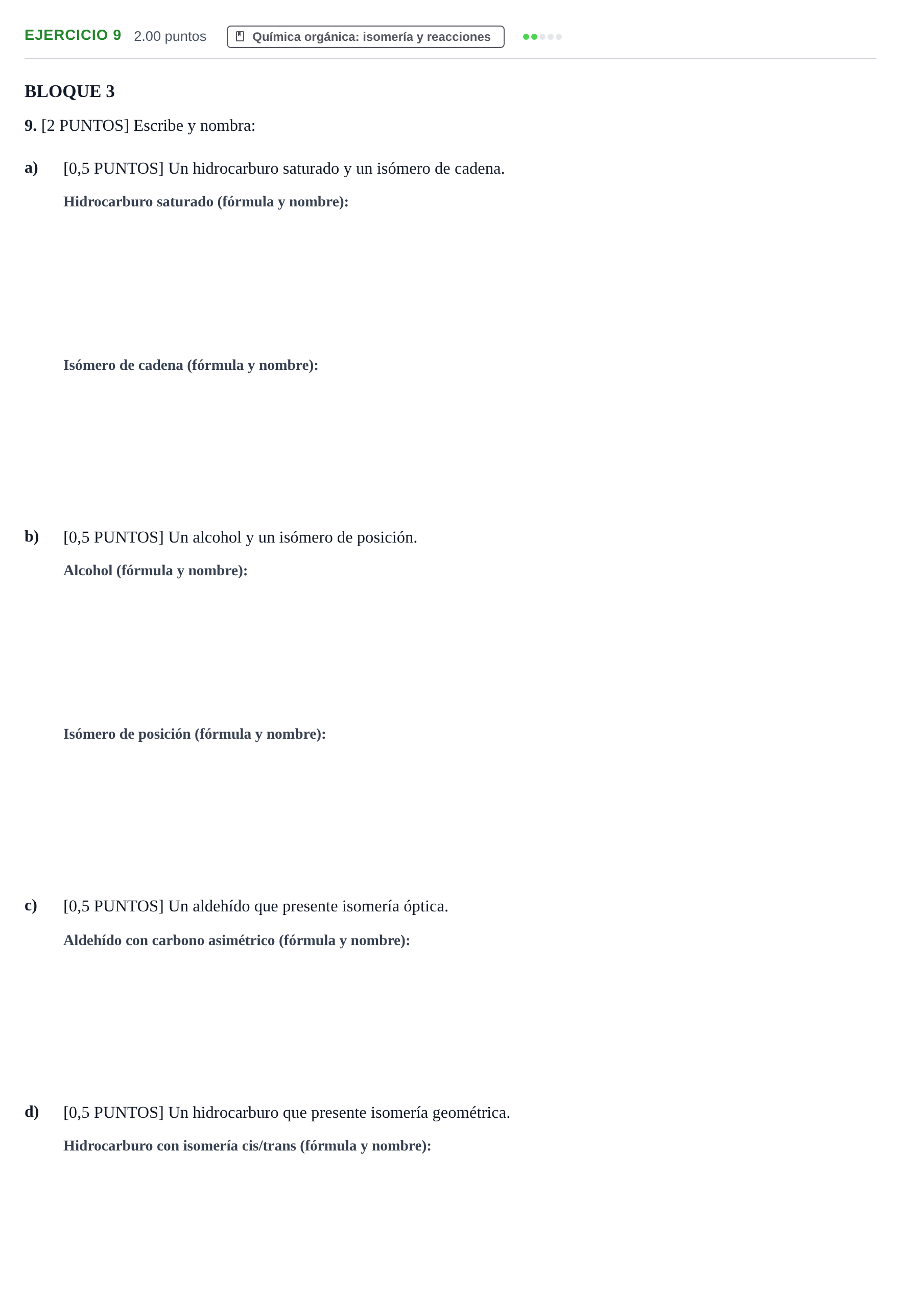 Enunciado: Problema 9 · Química PAU Cantabria Ordinaria 2021