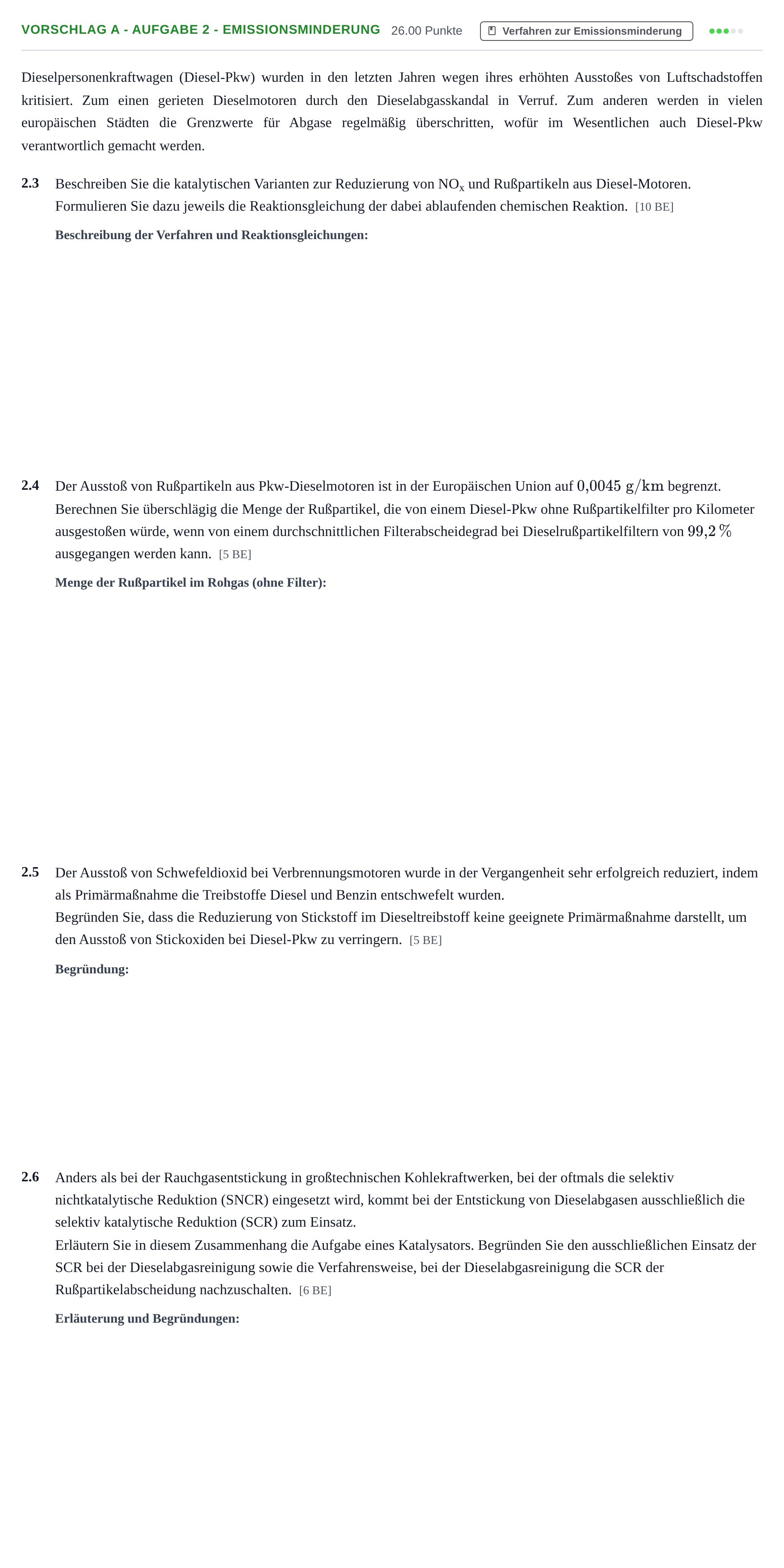 Aufgabenstellung: Aufgabe Vorschlag A - Aufgabe 2 - Emissionsminderung · Abitur Hessen Umwelttechnik LK 2021
