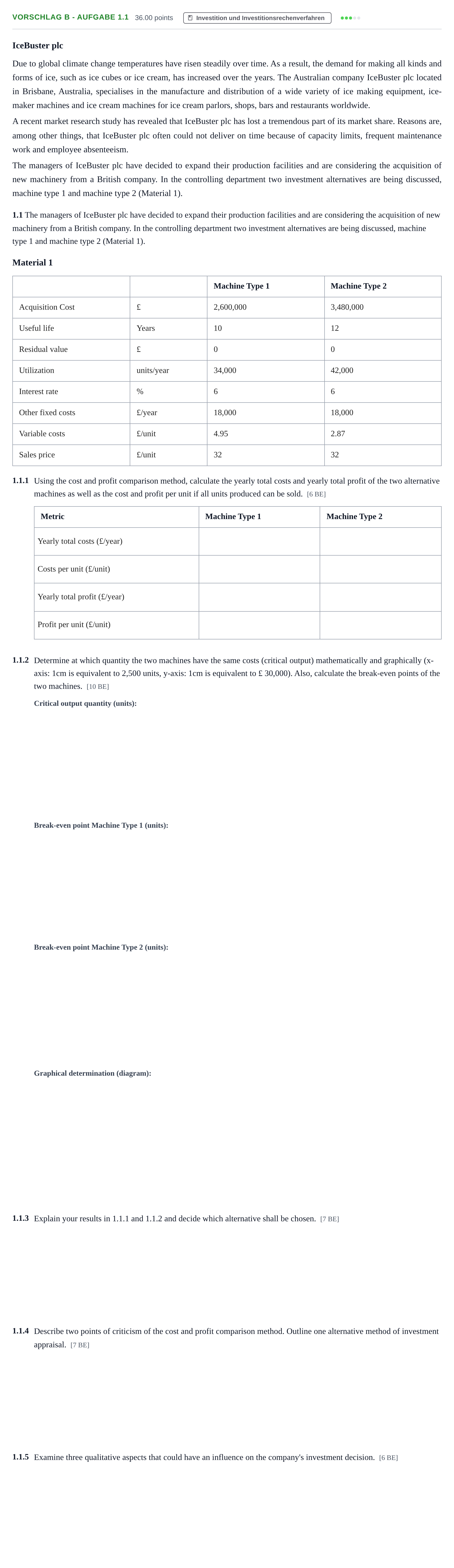 Aufgabenstellung: Aufgabe Vorschlag B - Aufgabe 1.1 · Abitur Hessen Wirtschaftslehre LK · bilingual Englisch 2021