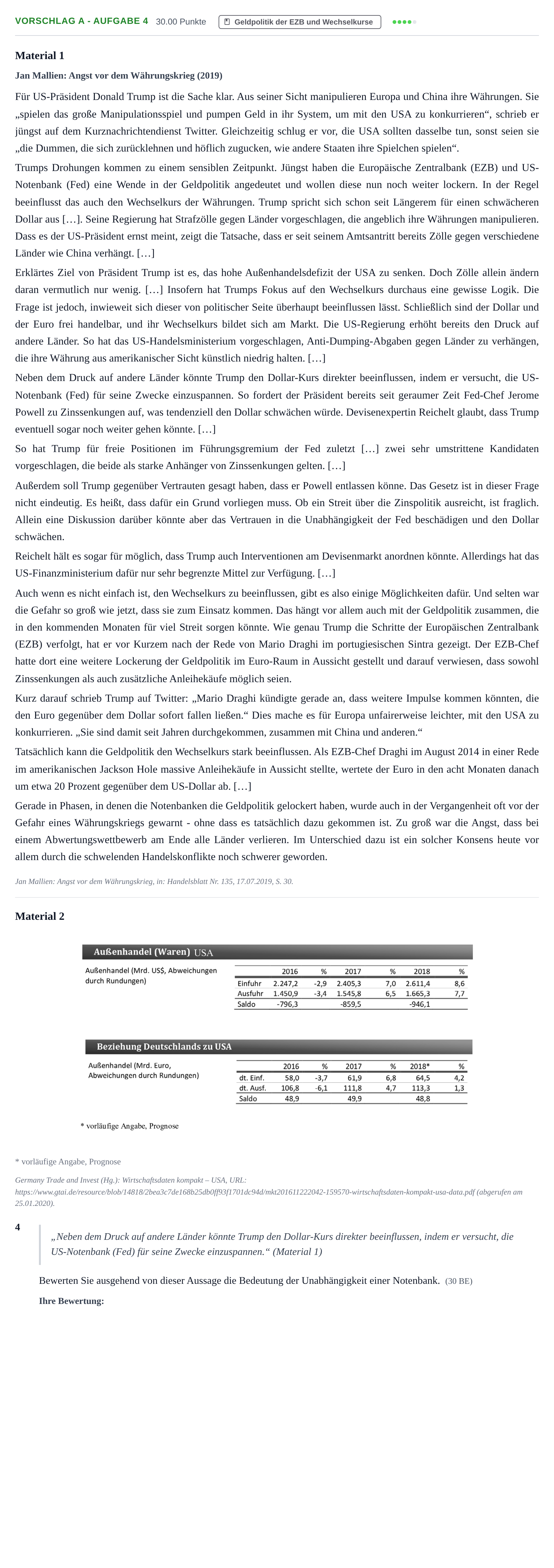 Aufgabenstellung: Aufgabe Vorschlag A - Aufgabe 4 · Abitur Hessen Wirtschaftswissenschaften GK 2021