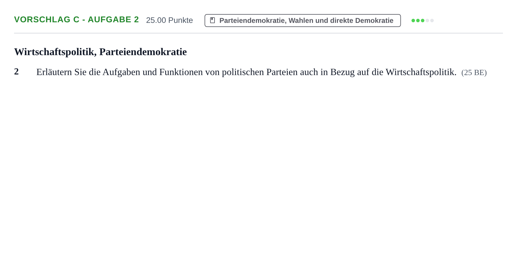 Aufgabenstellung: Aufgabe Vorschlag C - Aufgabe 2 · Abitur Hessen Wirtschaftswissenschaften GK 2021
