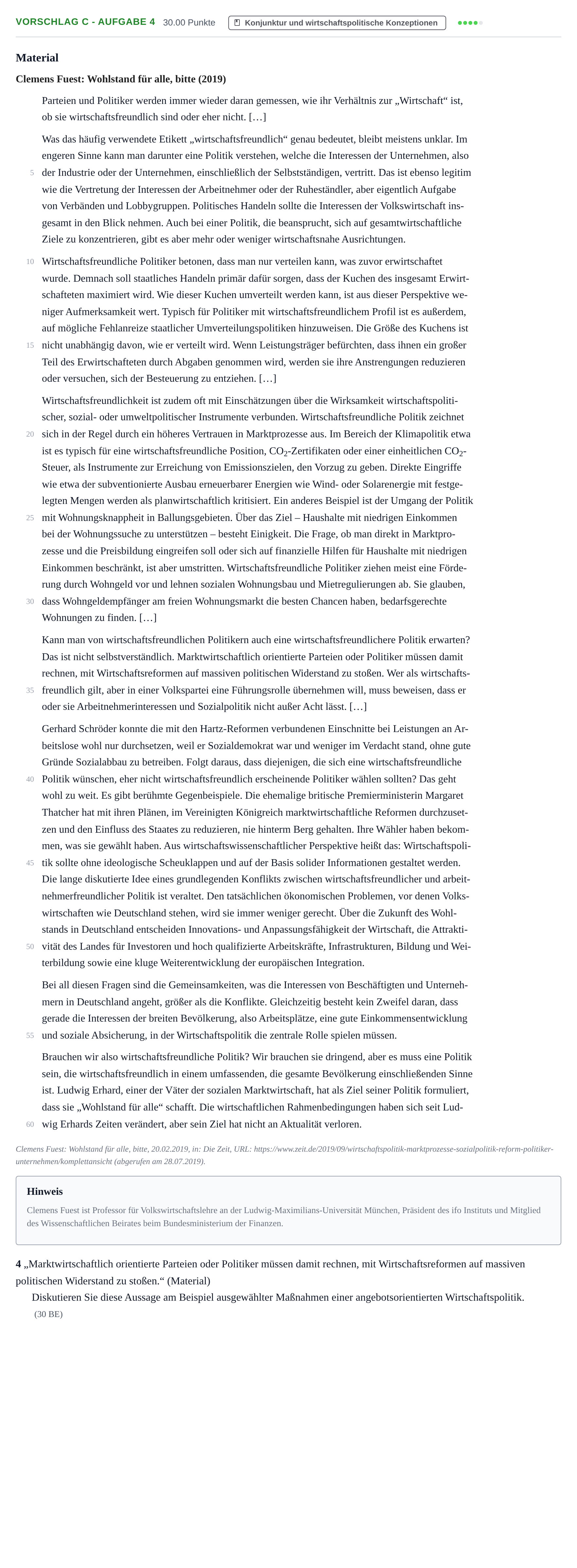 Aufgabenstellung: Aufgabe Vorschlag C - Aufgabe 4 · Abitur Hessen Wirtschaftswissenschaften GK 2021