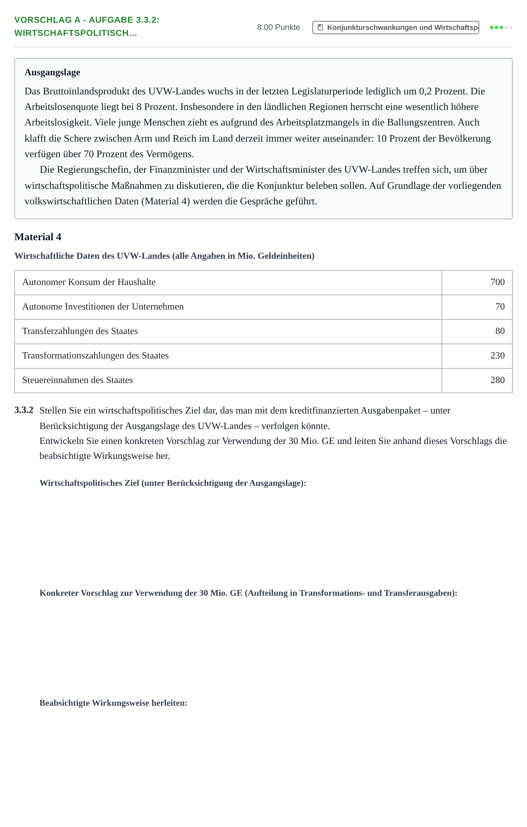 Aufgabenstellung: Aufgabe Vorschlag A - Aufgabe 3.3.2: Wirtschaftspolitisch… · Abitur Hessen Wirtschaftslehre LK 2021