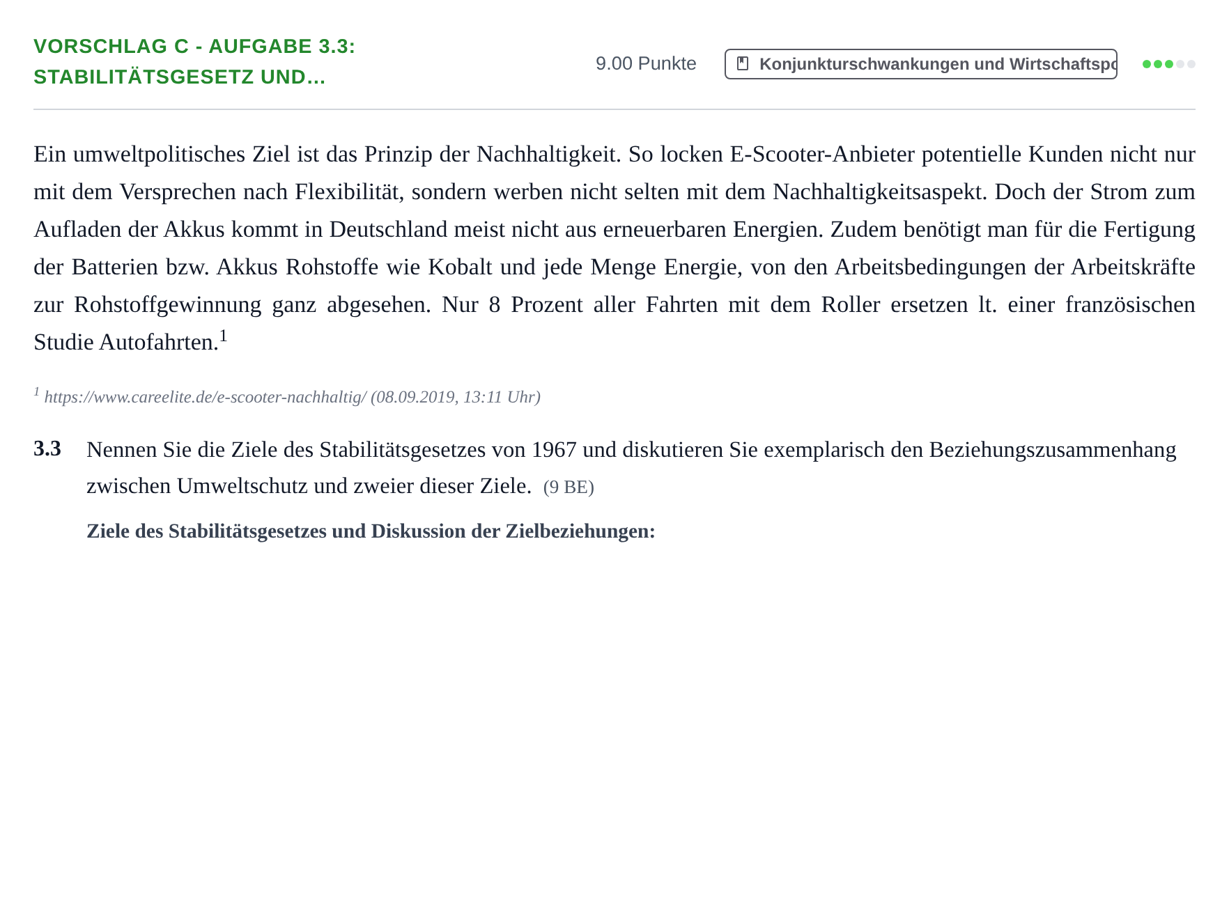 Aufgabenstellung: Aufgabe Vorschlag C - Aufgabe 3.3: Stabilitätsgesetz und… · Abitur Hessen Wirtschaftslehre LK 2021