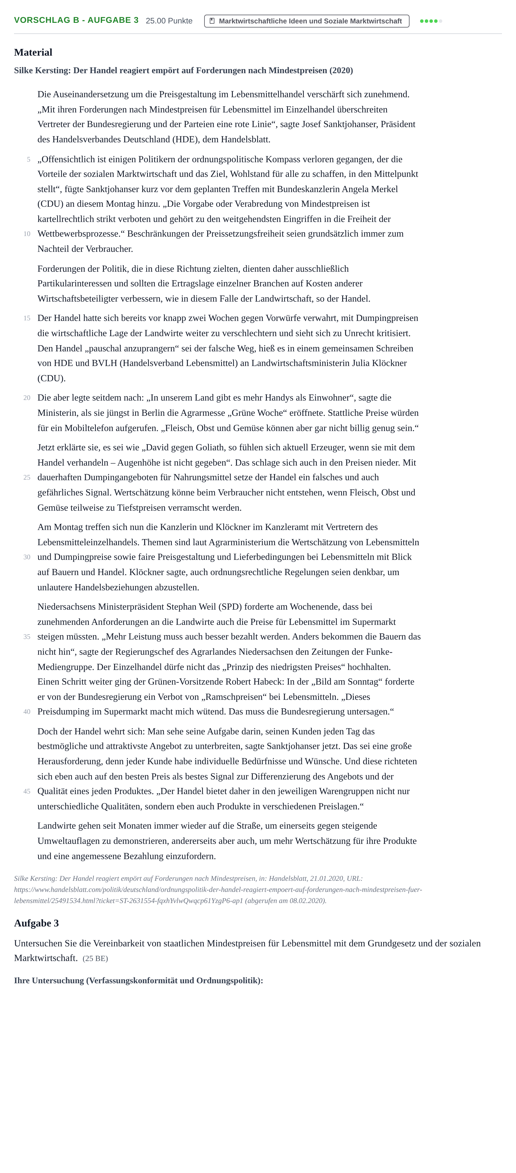 Aufgabenstellung: Aufgabe Vorschlag B - Aufgabe 3 · Abitur Hessen Wirtschaftswissenschaften LK 2021
