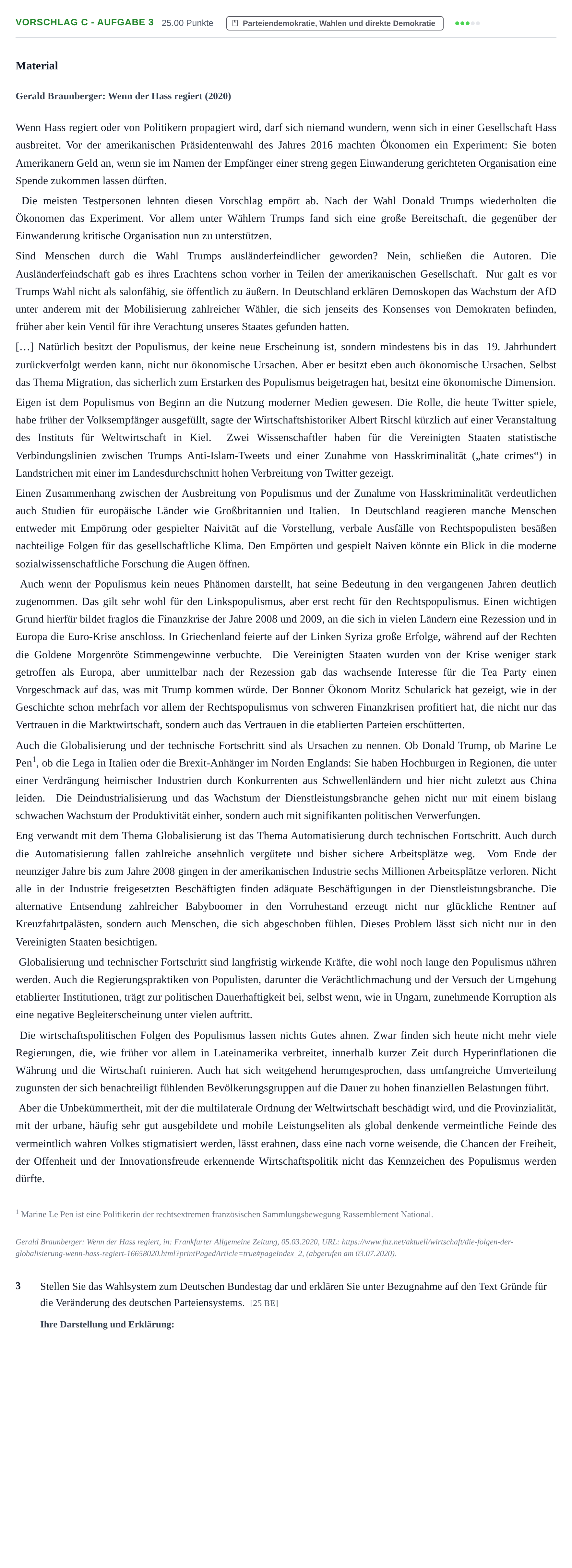 Aufgabenstellung: Aufgabe Vorschlag C - Aufgabe 3 · Abitur Hessen Wirtschaftswissenschaften LK 2021