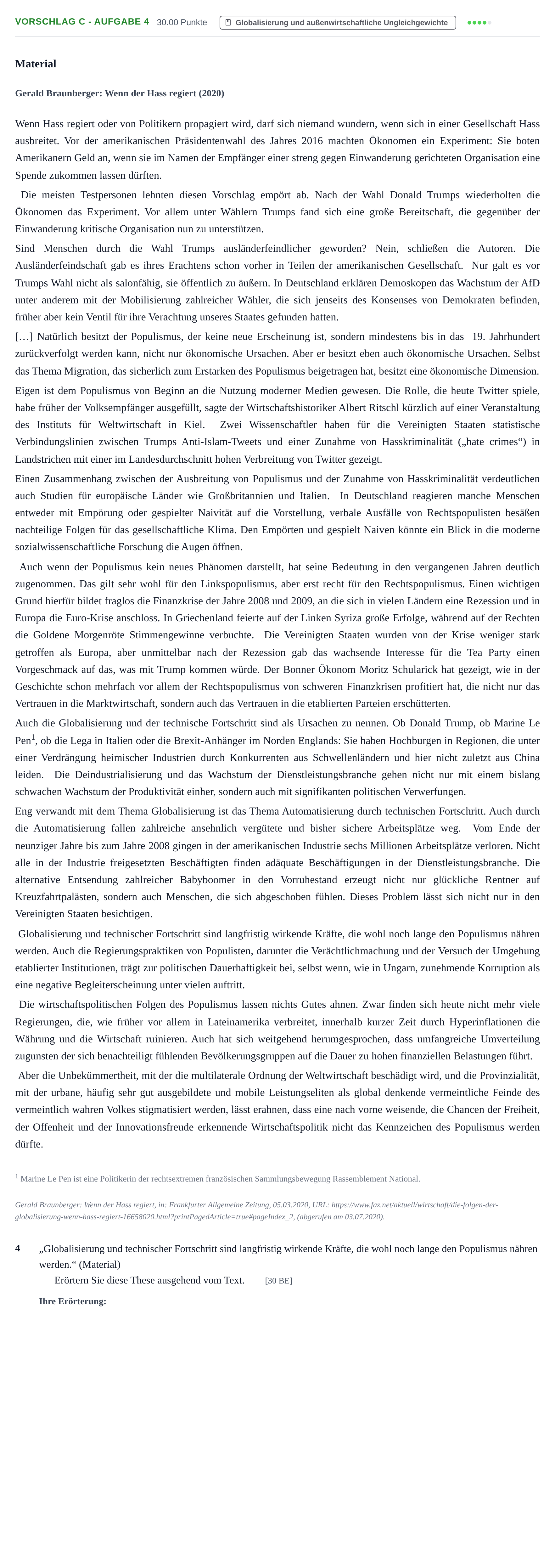 Aufgabenstellung: Aufgabe Vorschlag C - Aufgabe 4 · Abitur Hessen Wirtschaftswissenschaften LK 2021