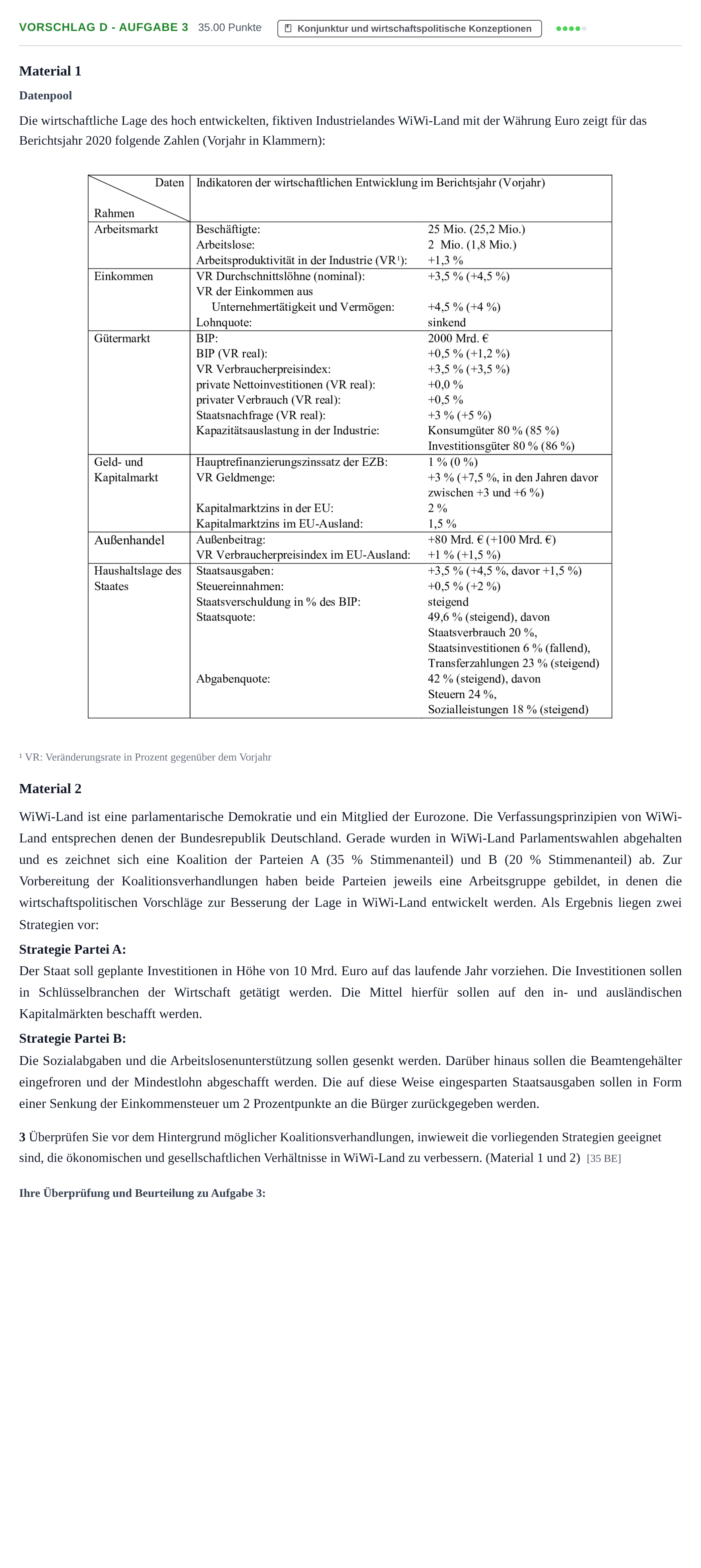 Aufgabenstellung: Aufgabe Vorschlag D - Aufgabe 3 · Abitur Hessen Wirtschaftswissenschaften LK 2021