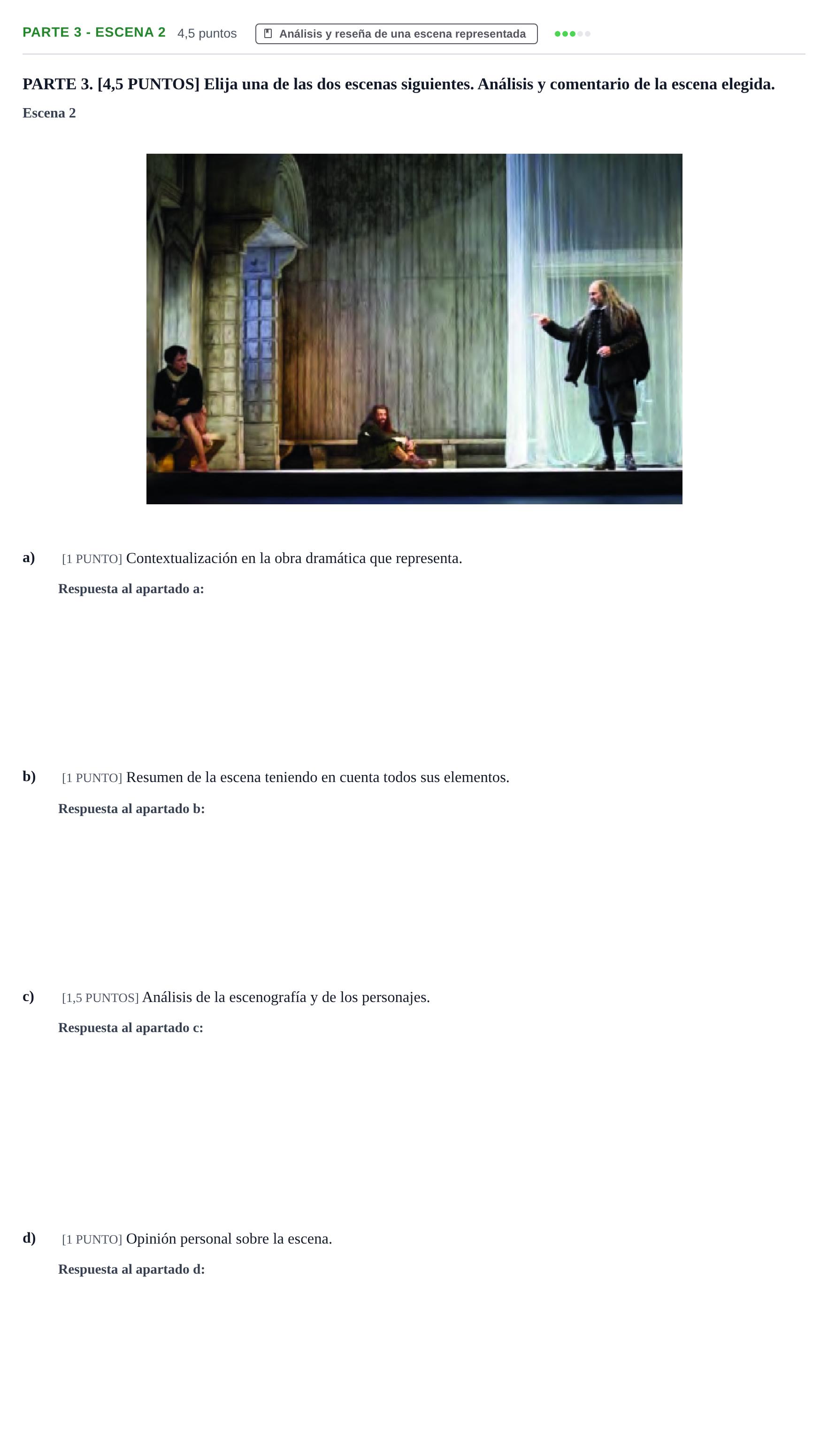 Enunciado: Ejercicio Parte 3 - Escena 2 · Artes Escénicas PAU Cantabria Extraordinaria 2024