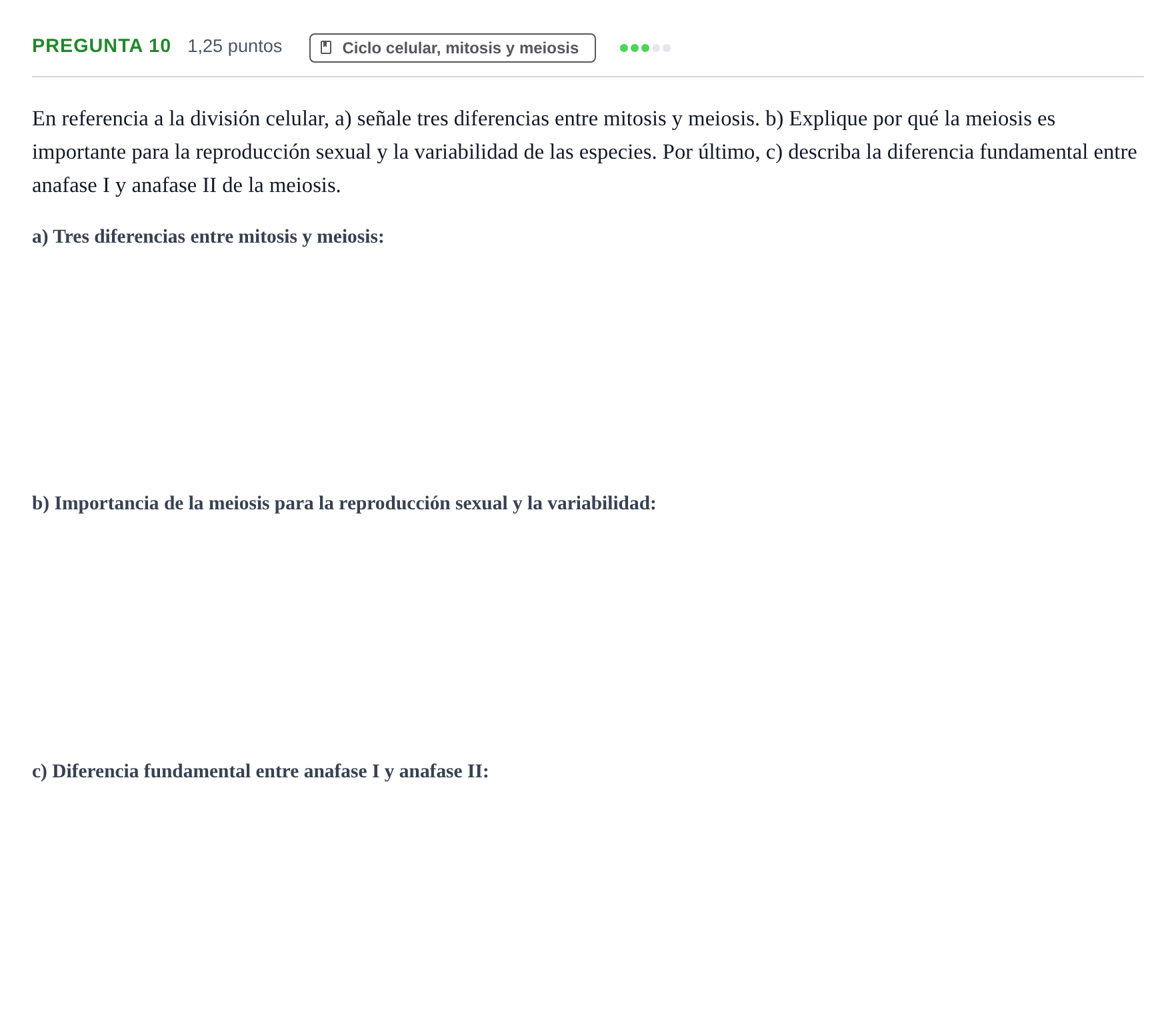 Enunciado: Pregunta 10 · Biología PAU Cantabria Ordinaria 2024
