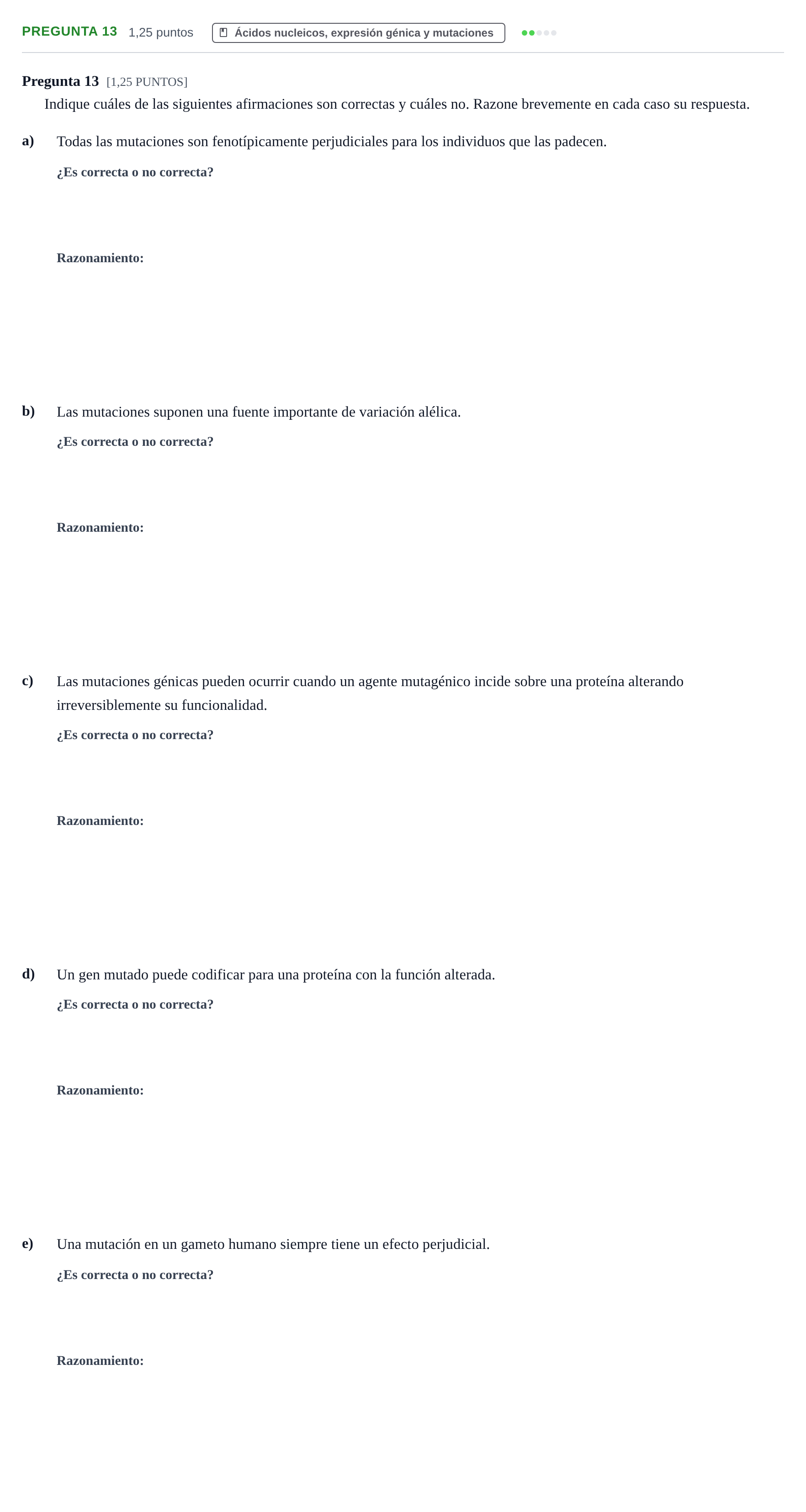 Enunciado: Pregunta 13 · Biología PAU Cantabria Ordinaria 2024