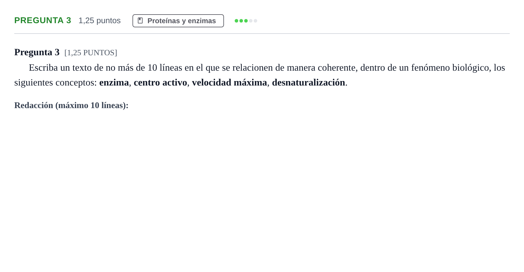 Enunciado: Pregunta 3 · Biología PAU Cantabria Ordinaria 2024