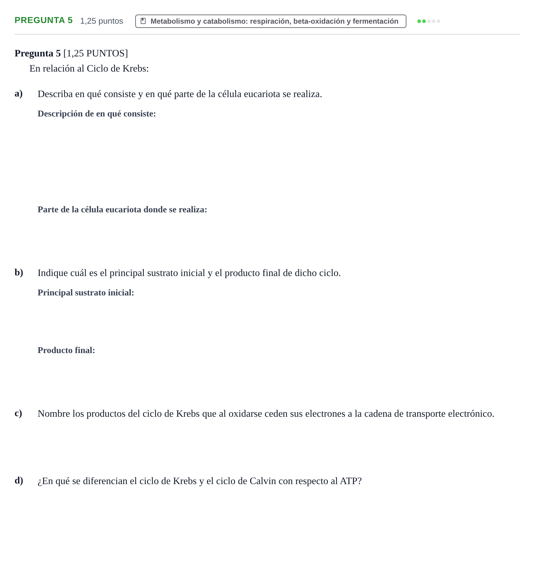 Enunciado: Pregunta 5 · Biología PAU Cantabria Ordinaria 2024