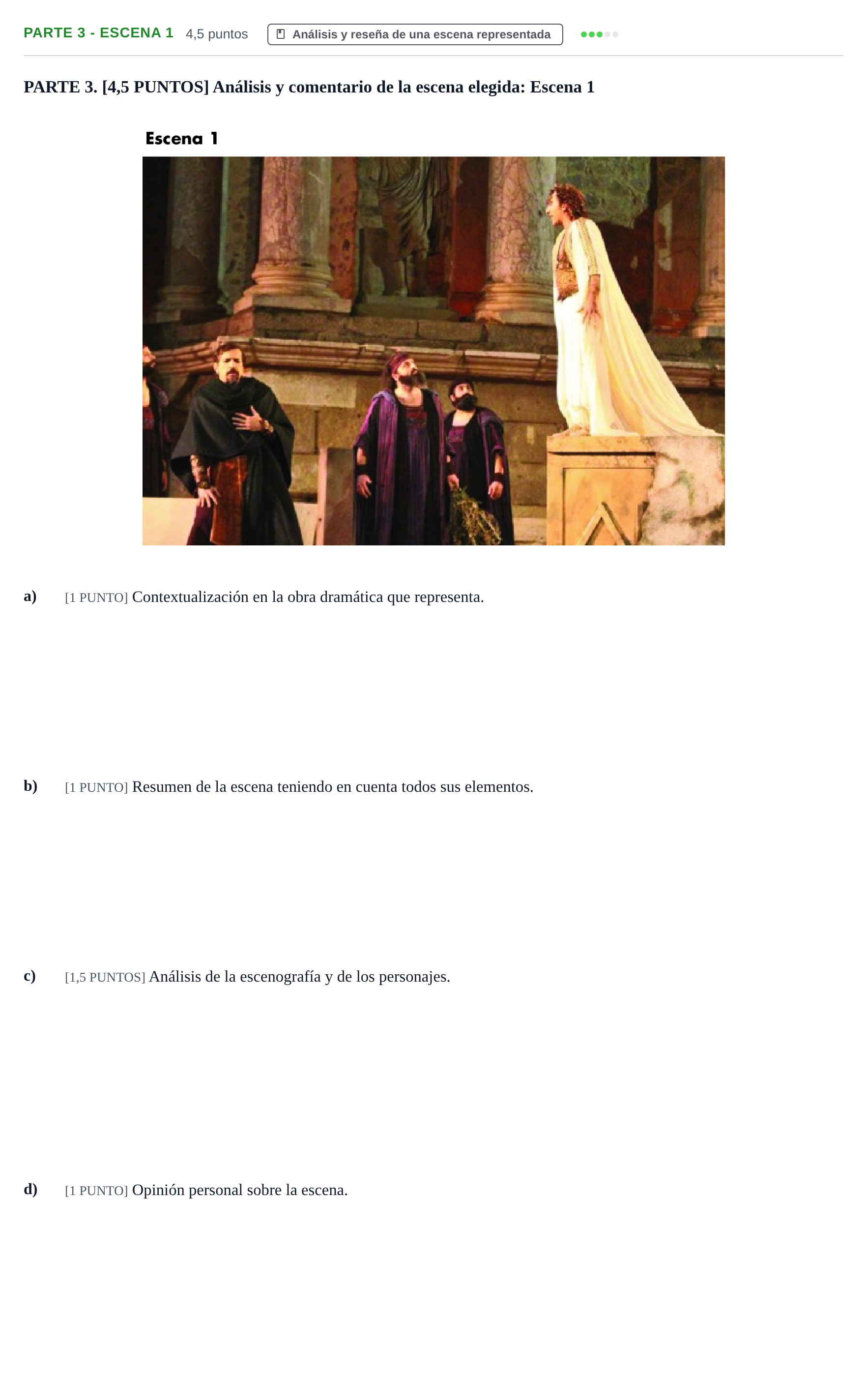 Enunciado: Ejercicio Parte 3 - Escena 1 · Artes Escénicas PAU Cantabria Ordinaria 2024