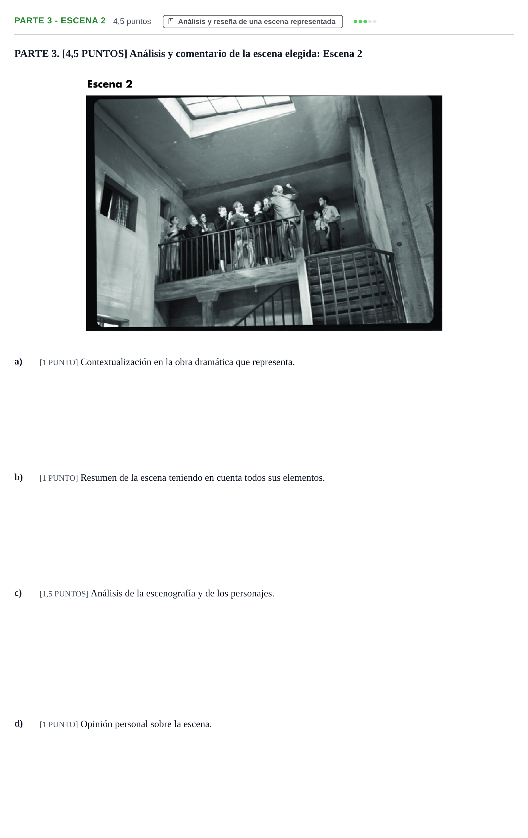 Enunciado: Ejercicio Parte 3 - Escena 2 · Artes Escénicas PAU Cantabria Ordinaria 2024