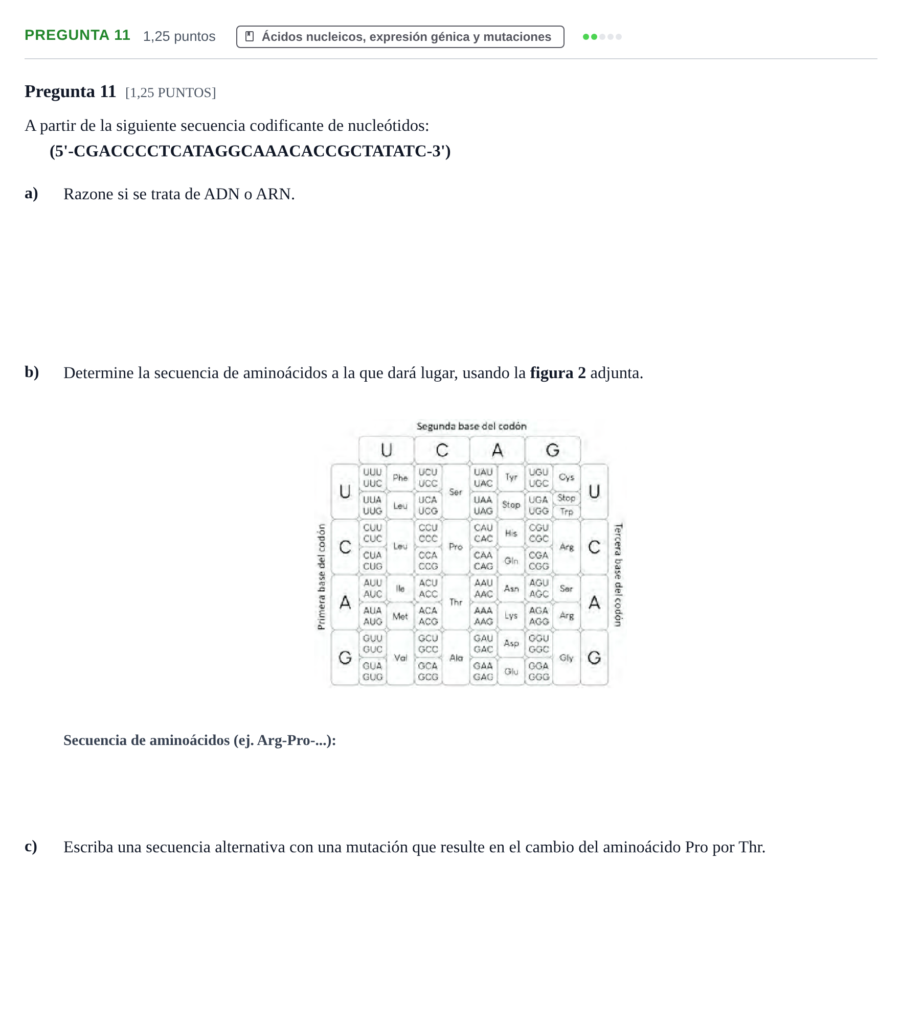 Enunciado: Pregunta 11 · Biología PAU Cantabria Extraordinaria 2024