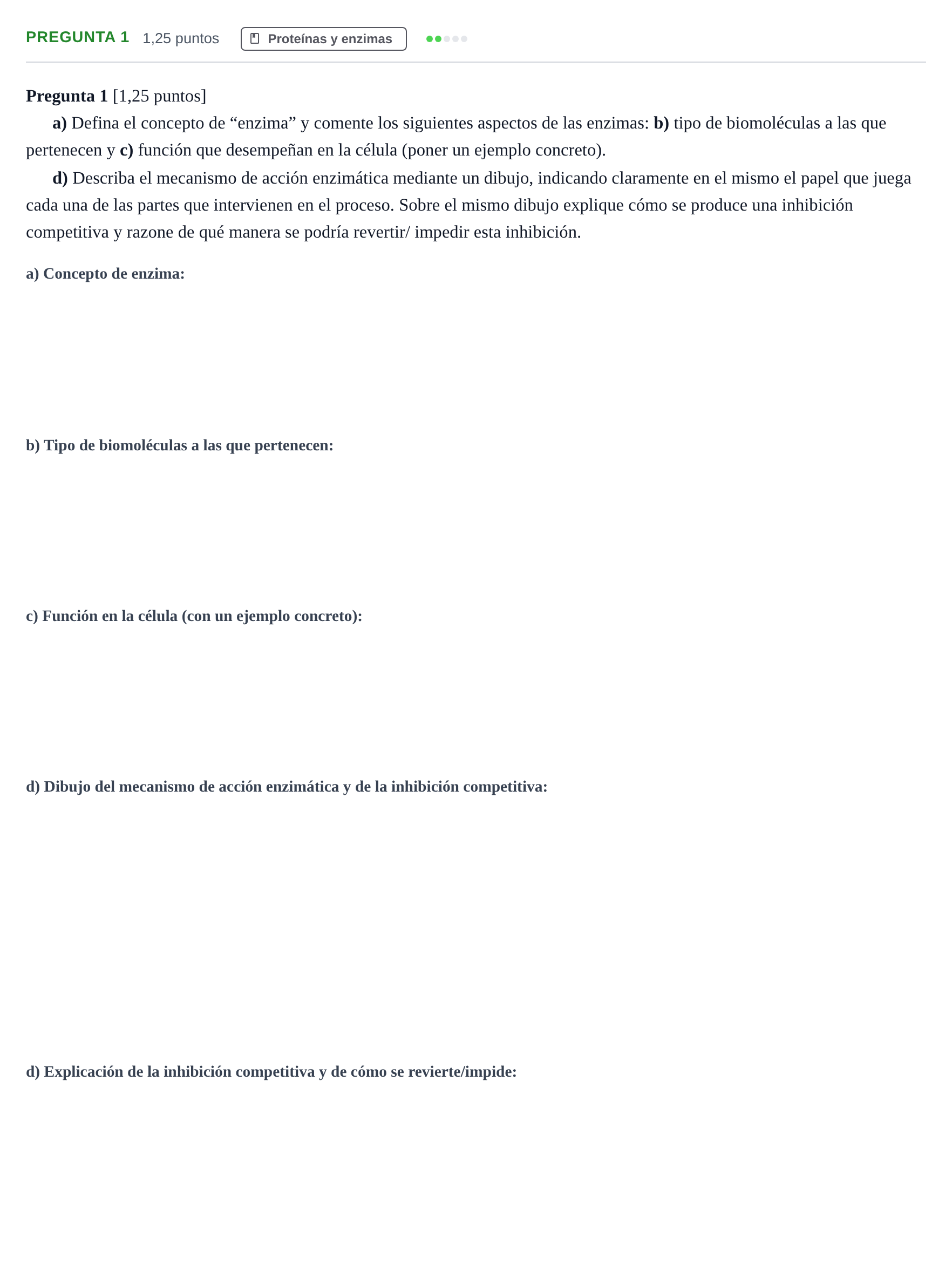 Enunciado: Pregunta 1 · Biología PAU Cantabria Extraordinaria 2024