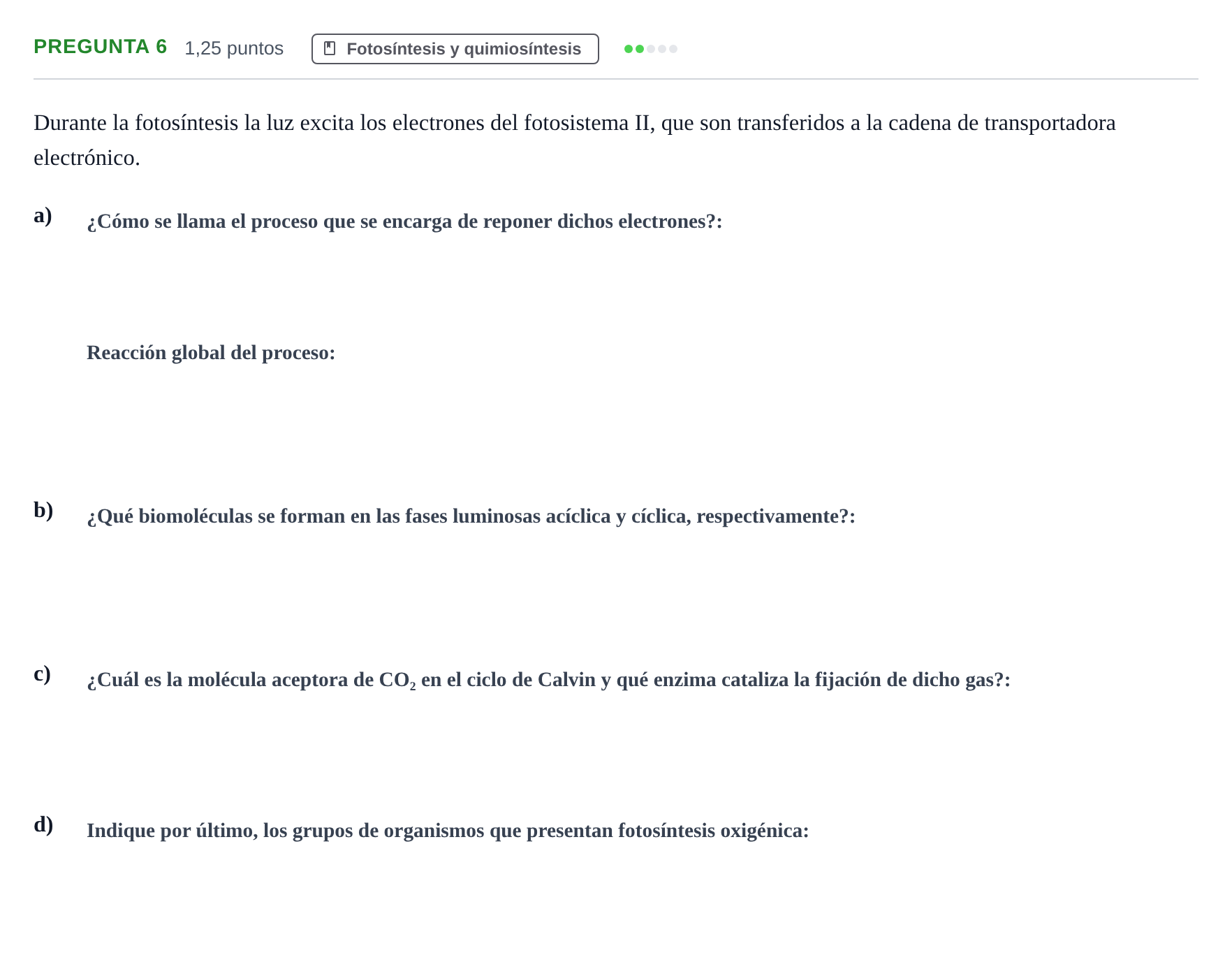 Enunciado: Pregunta 6 · Biología PAU Cantabria Extraordinaria 2024