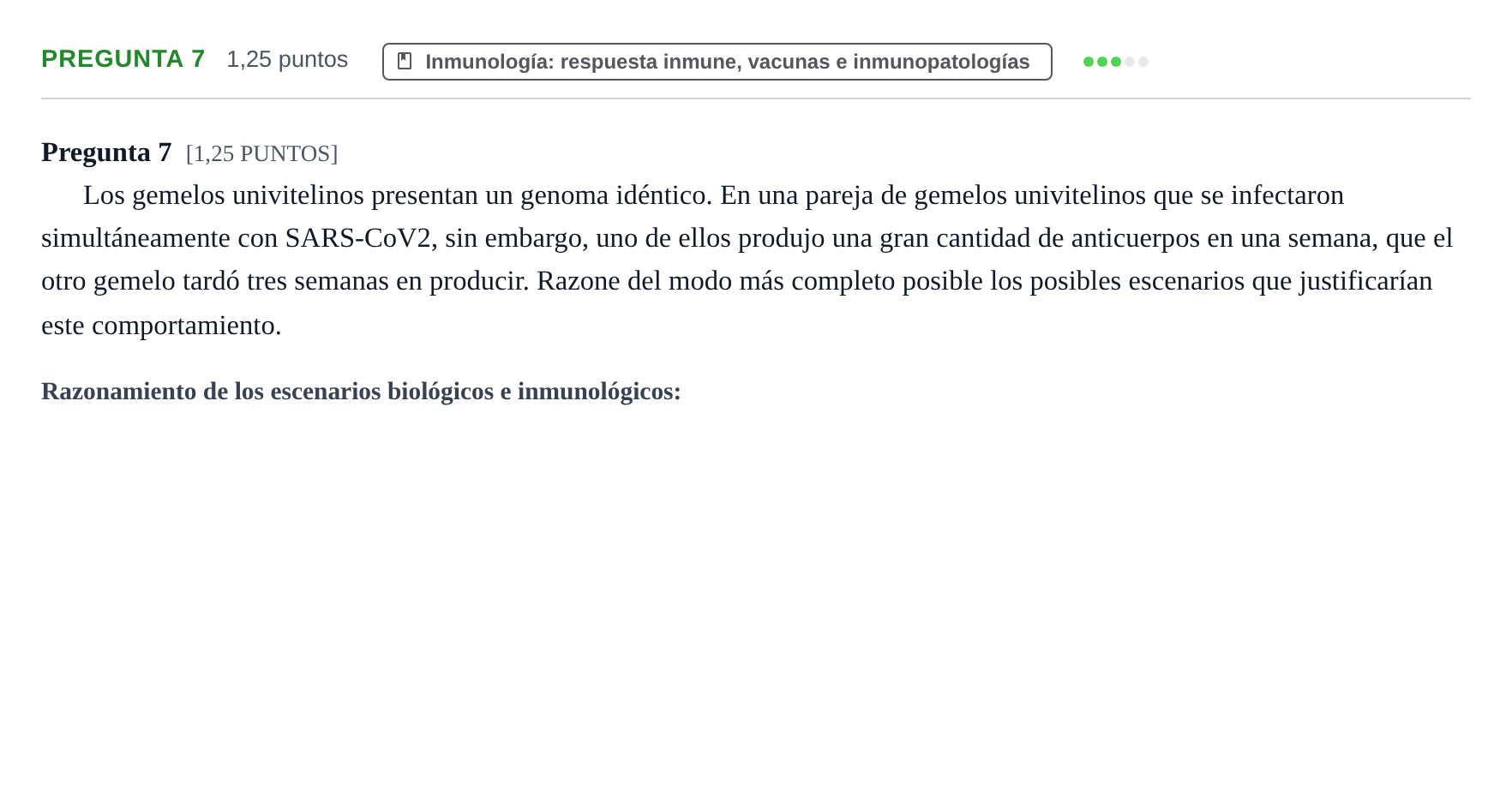 Enunciado: Pregunta 7 · Biología PAU Cantabria Extraordinaria 2024