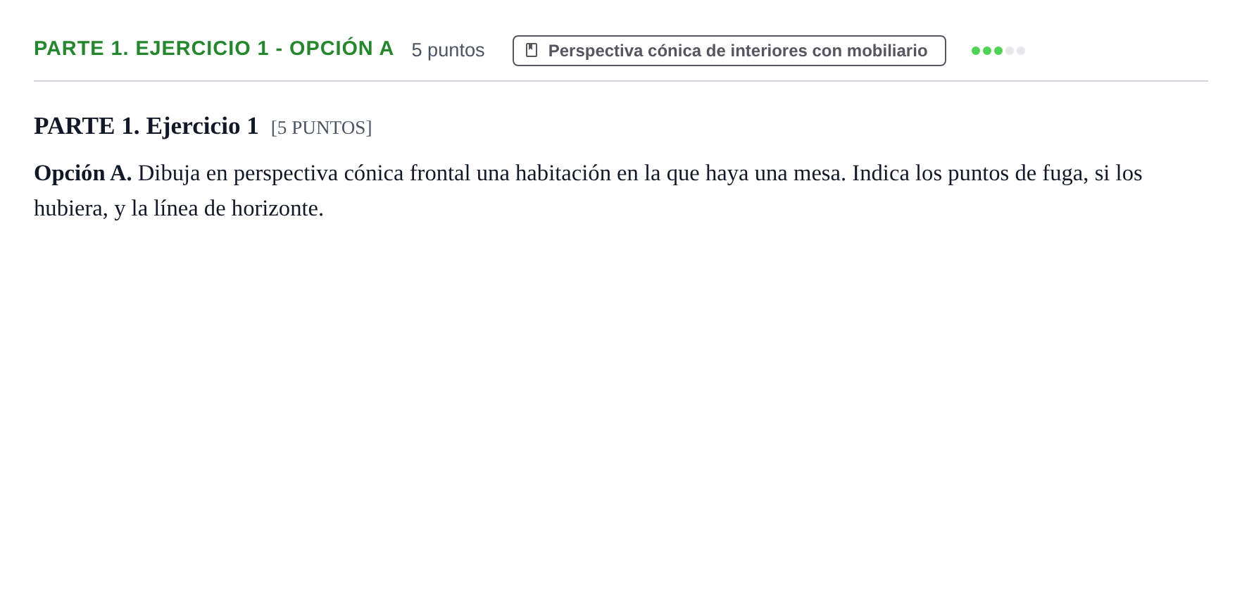 Enunciado: Ejercicio Parte 1. Ejercicio 1 - Opción A · Dibujo Técnico Aplicado a las Artes Plásticas y al Diseño PAU Cantabria Extraordinaria 2024