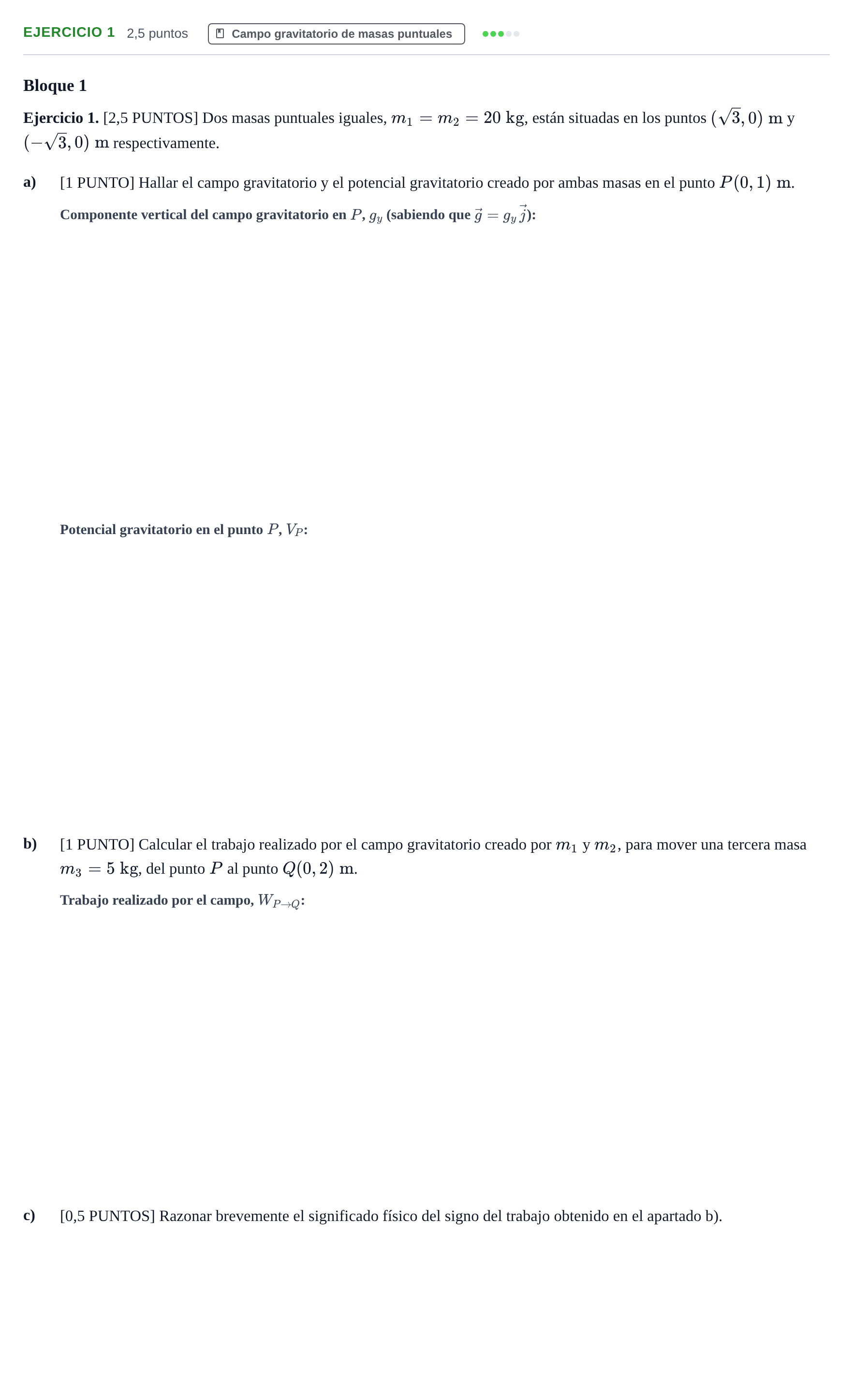 Enunciado: Ejercicio 1 · Física PAU Cantabria Extraordinaria 2024