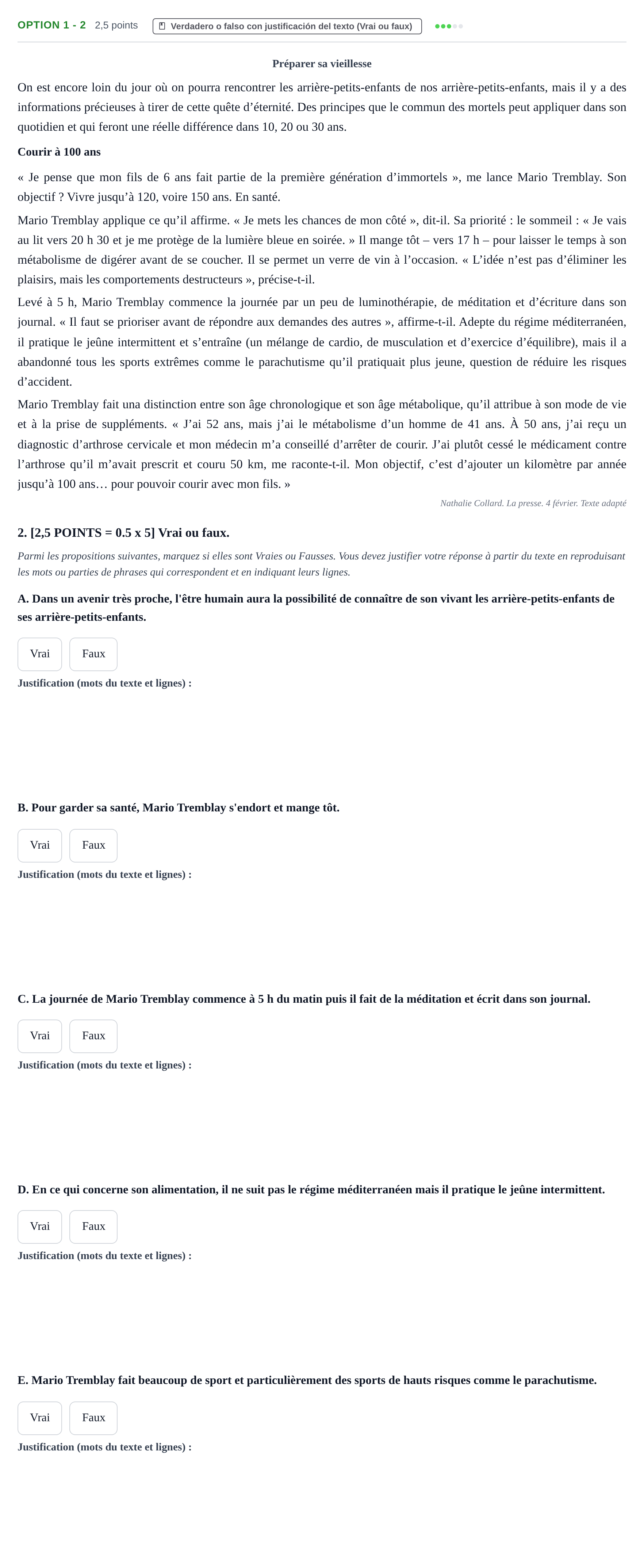 Enunciado: Ejercicio Option 1 - 2 · Francés PAU Cantabria Extraordinaria 2024