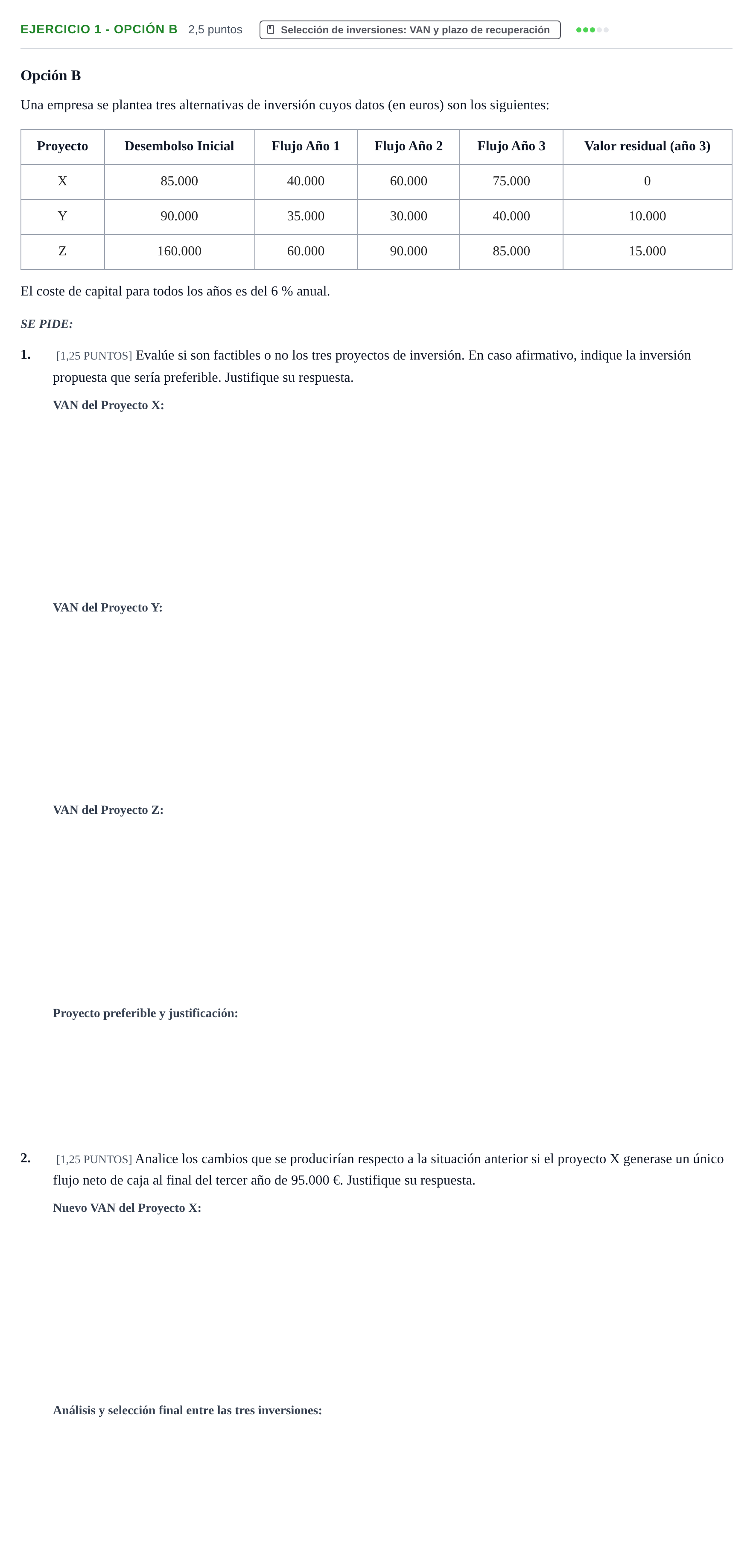 Enunciado: Ejercicio 1 - Opción B · Empresa y Diseño de Modelos de Negocio PAU Cantabria Extraordinaria 2024