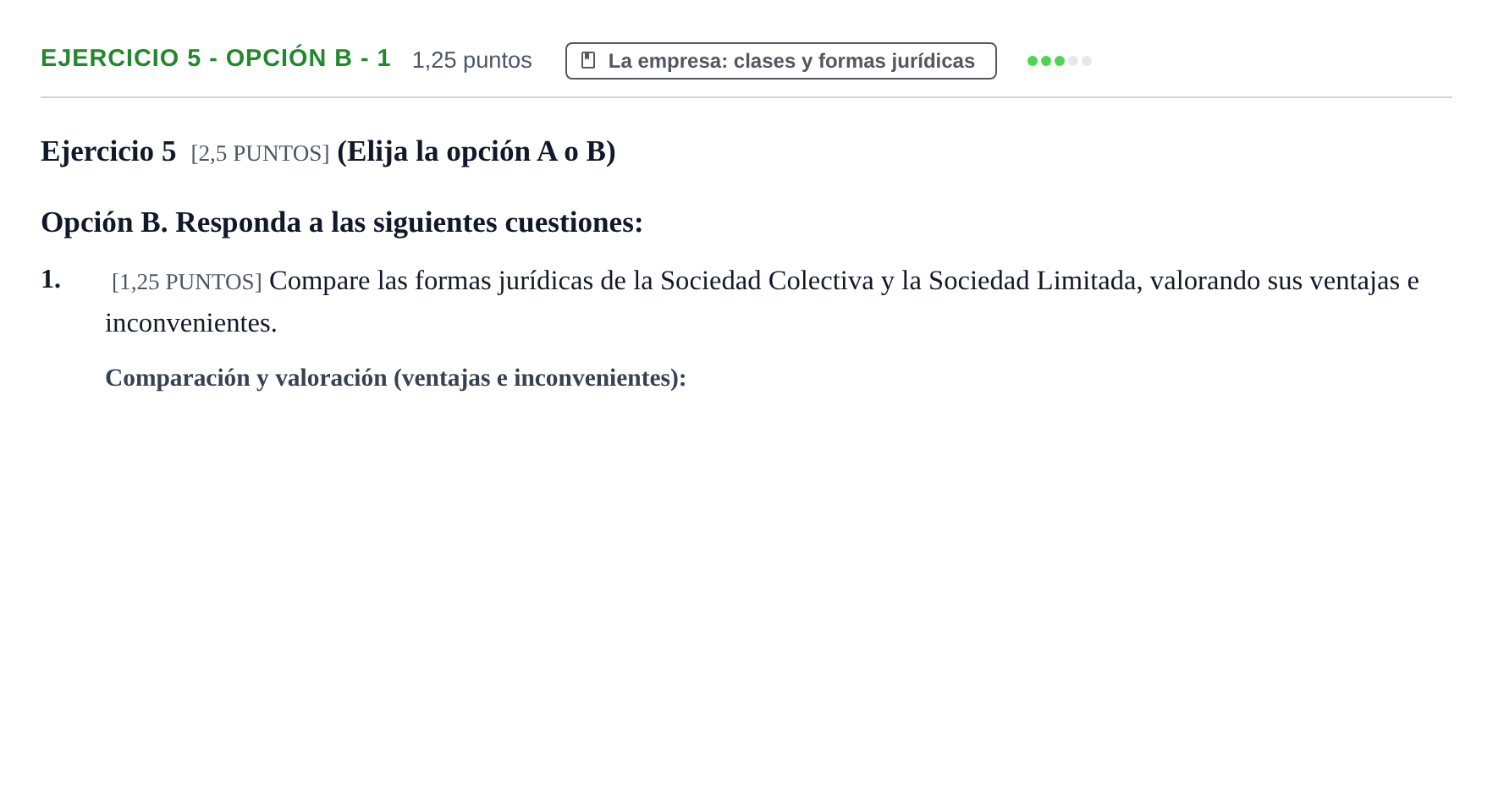 Enunciado: Ejercicio 5 - Opción B - 1 · Empresa y Diseño de Modelos de Negocio PAU Cantabria Extraordinaria 2024
