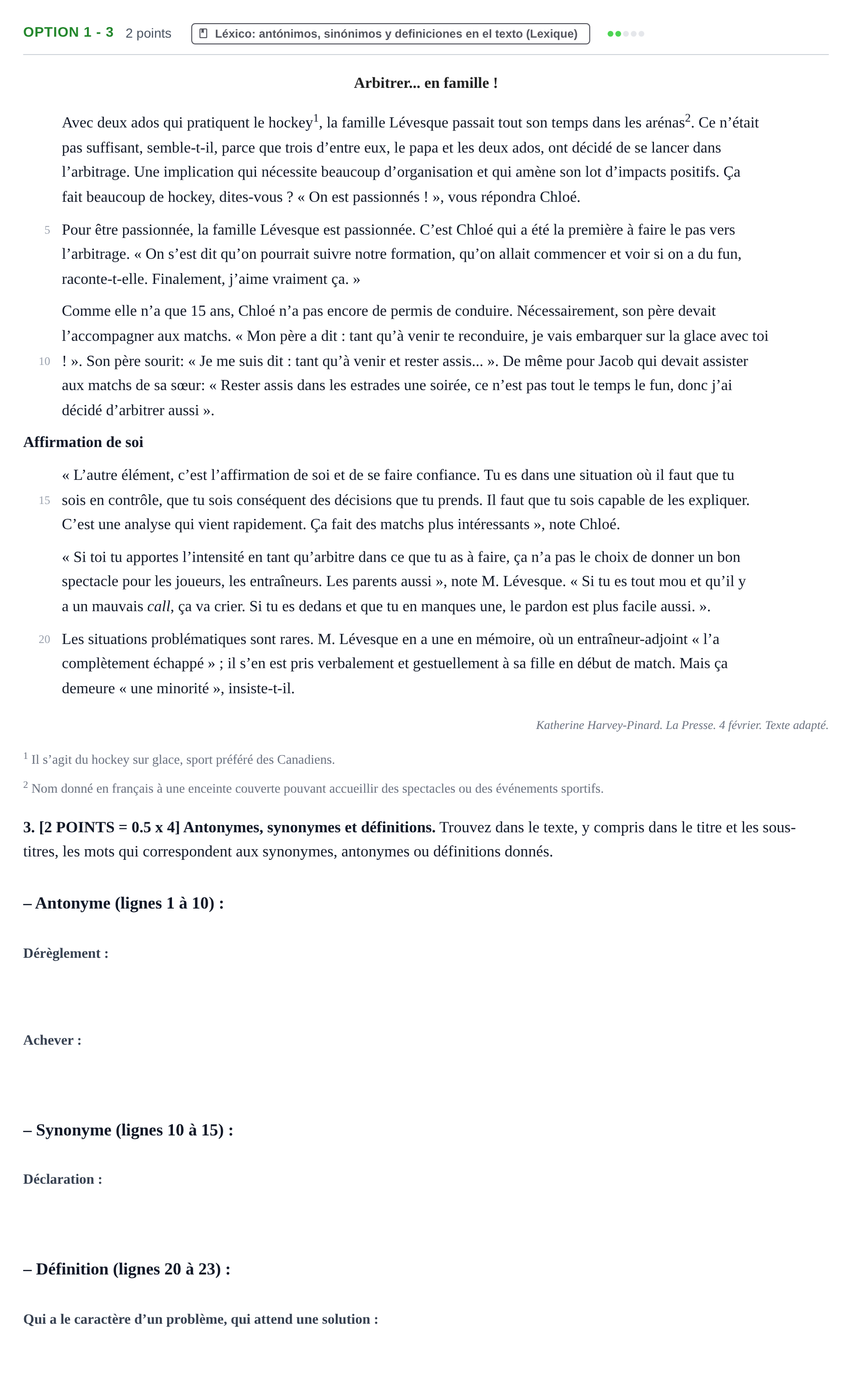 Enunciado: Ejercicio Option 1 - 3 · Francés PAU Cantabria Ordinaria 2024