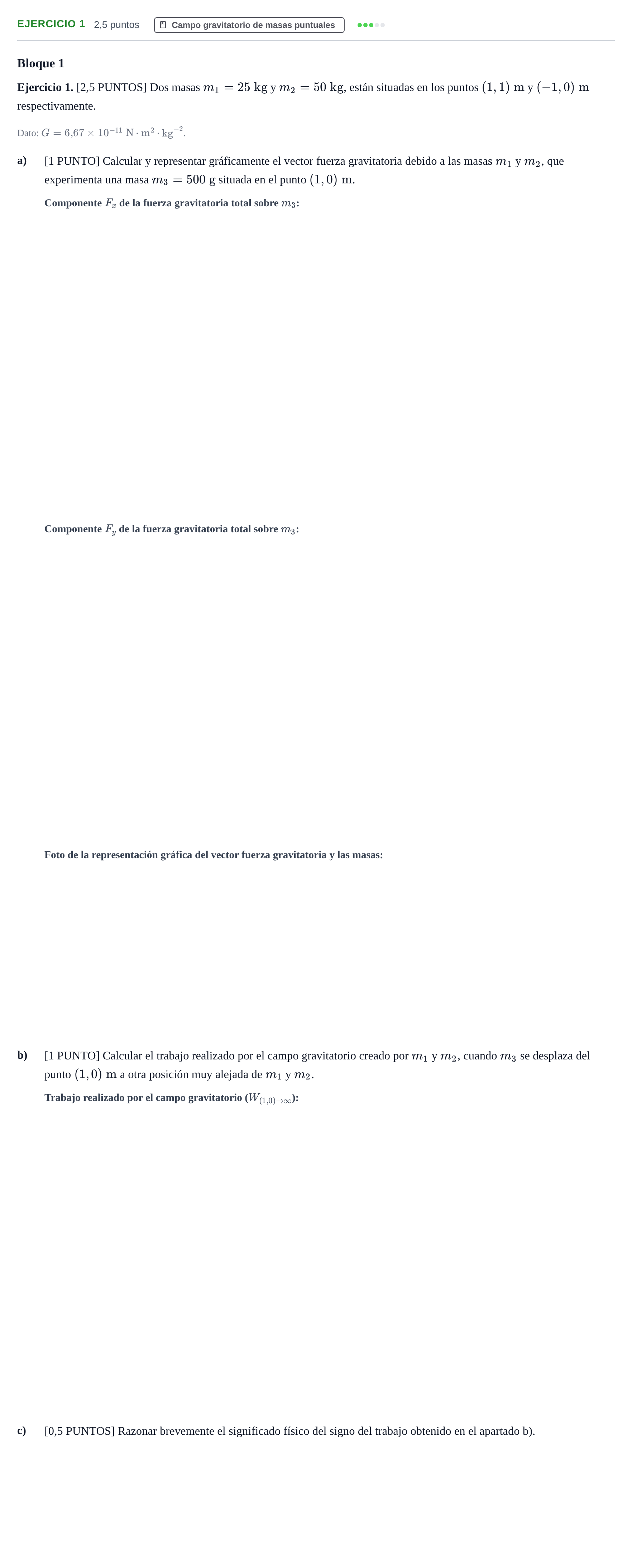 Enunciado: Ejercicio 1 · Física PAU Cantabria Ordinaria 2024