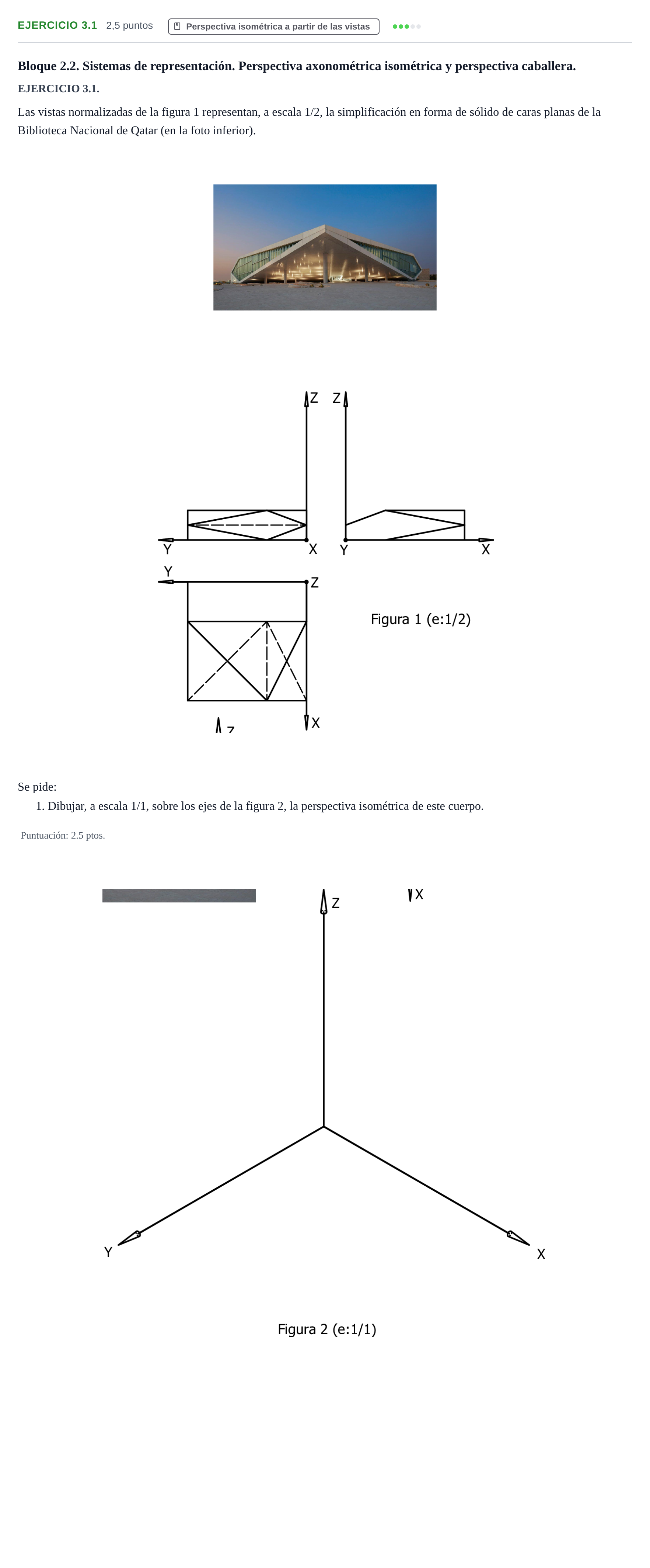 Enunciado: Ejercicio 3.1 · Dibujo técnico II PAU Cantabria Ordinaria 2024