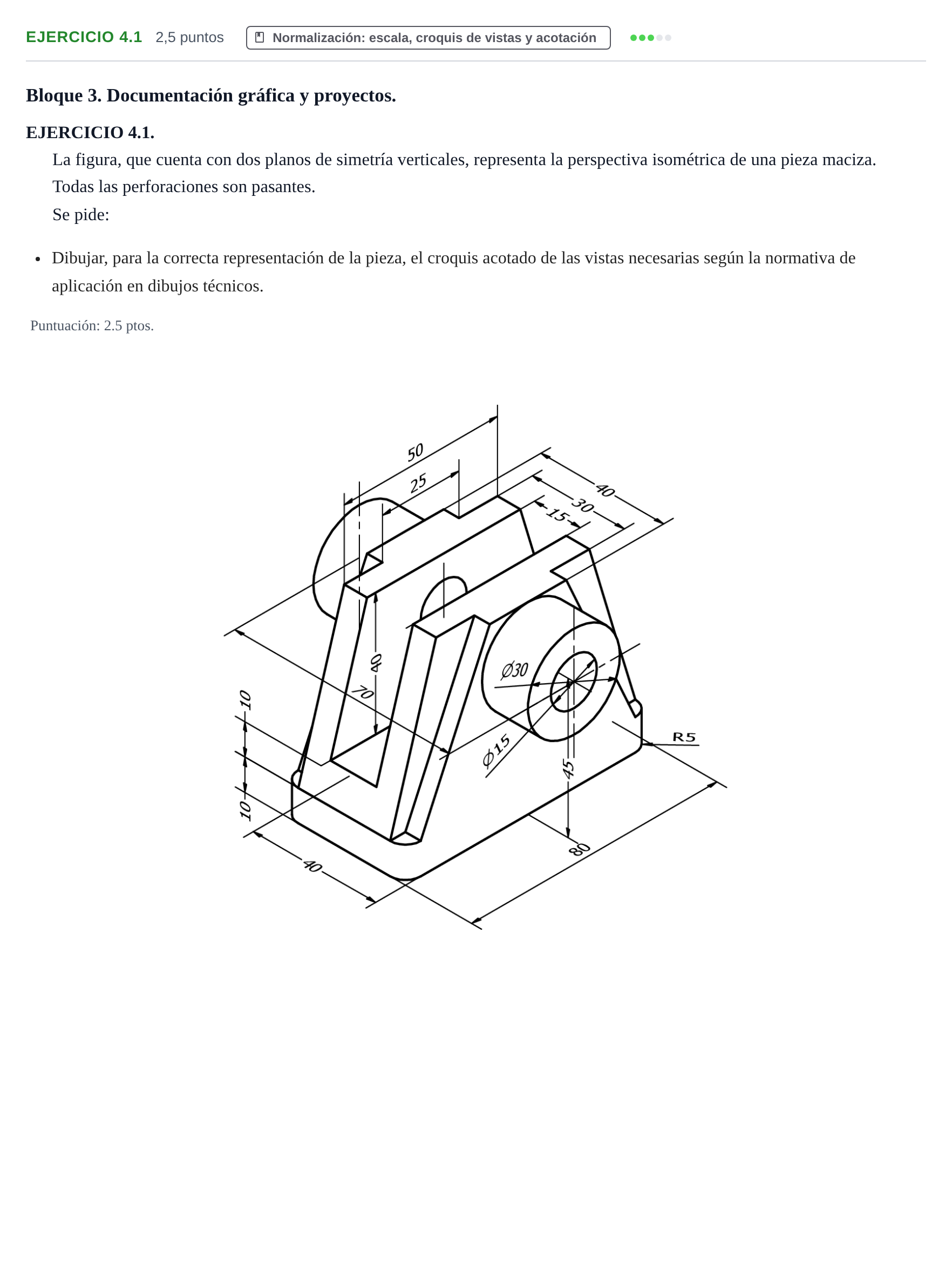 Enunciado: Ejercicio 4.1 · Dibujo técnico II PAU Cantabria Ordinaria 2024