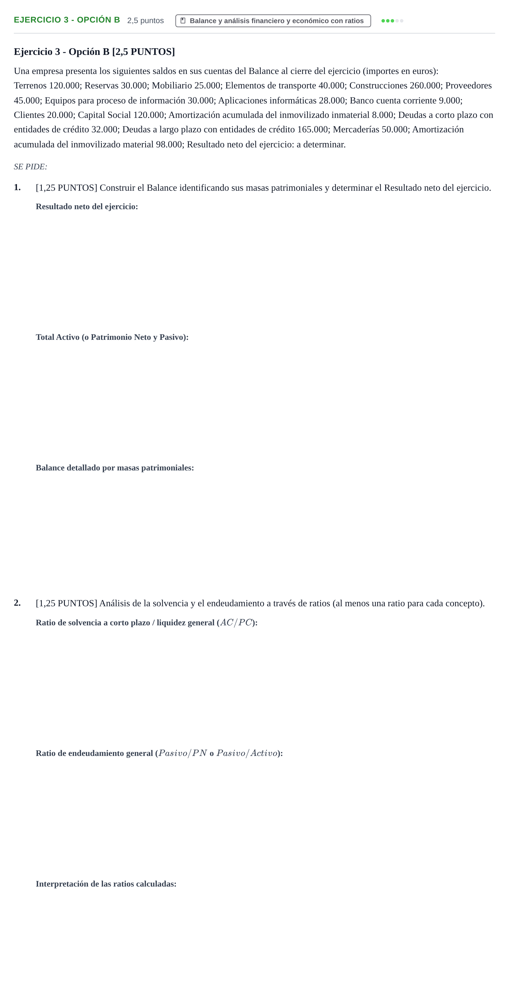 Enunciado: Ejercicio 3 - Opción B · Empresa y Diseño de Modelos de Negocio PAU Cantabria Ordinaria 2024