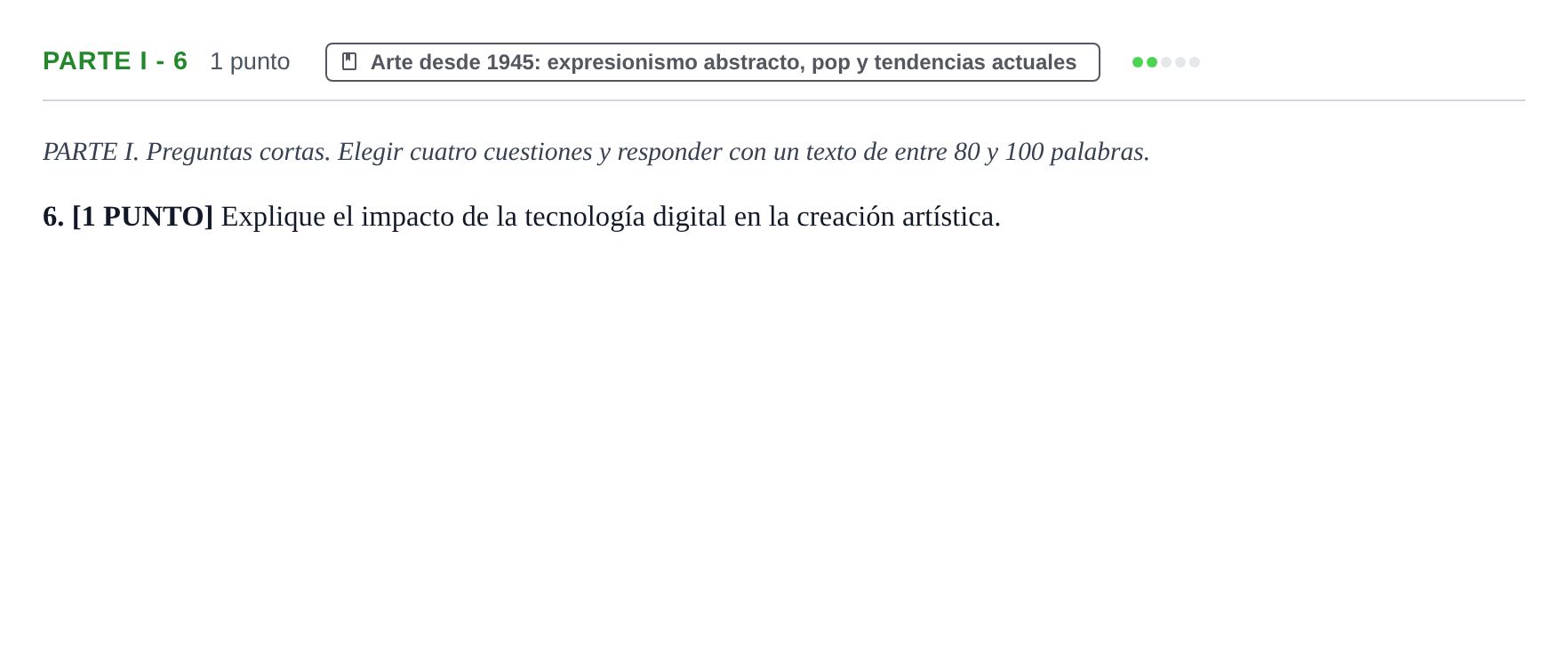 Enunciado: Ejercicio Parte I - 6 · Fundamentos Artísticos PAU Cantabria Extraordinaria (Fundamentos del Arte II) 2024