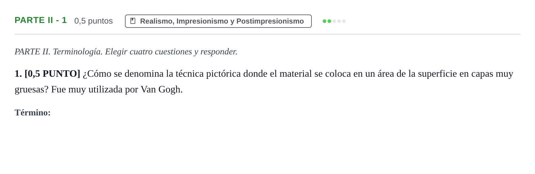 Enunciado: Ejercicio Parte II - 1 · Fundamentos Artísticos PAU Cantabria Extraordinaria (Fundamentos del Arte II) 2024