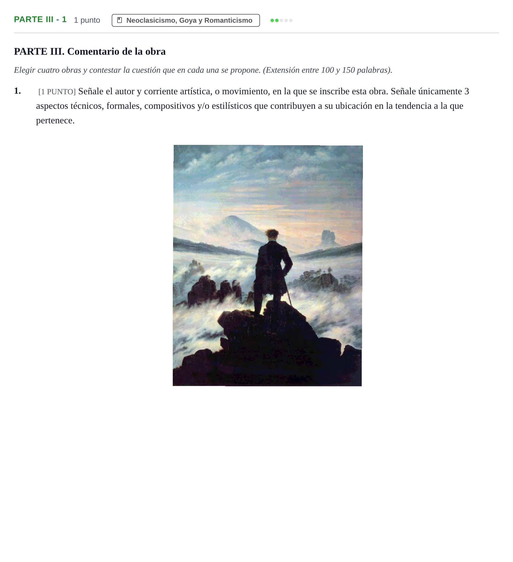 Enunciado: Ejercicio Parte III - 1 · Fundamentos Artísticos PAU Cantabria Extraordinaria (Fundamentos del Arte II) 2024