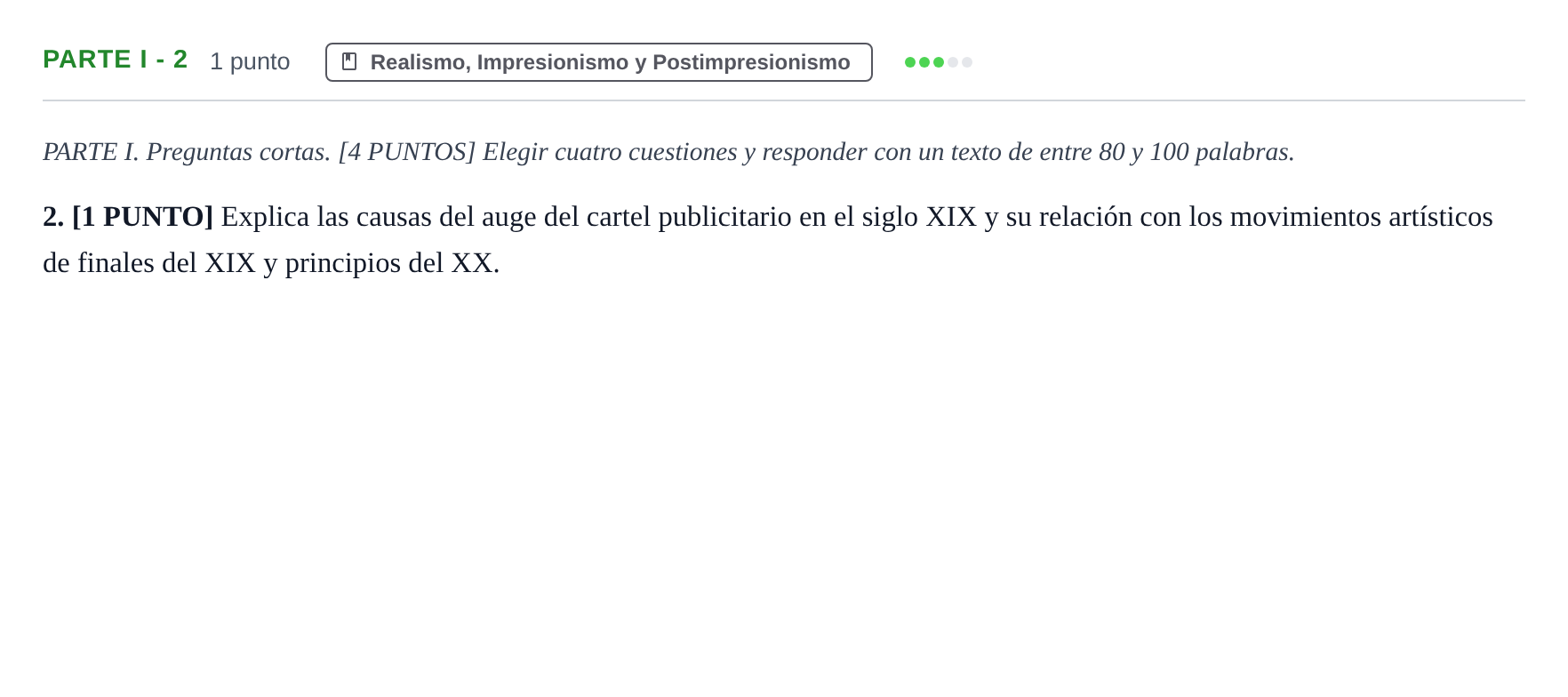 Enunciado: Ejercicio Parte I - 2 · Fundamentos Artísticos PAU Cantabria Ordinaria (Fundamentos del Arte II) 2024
