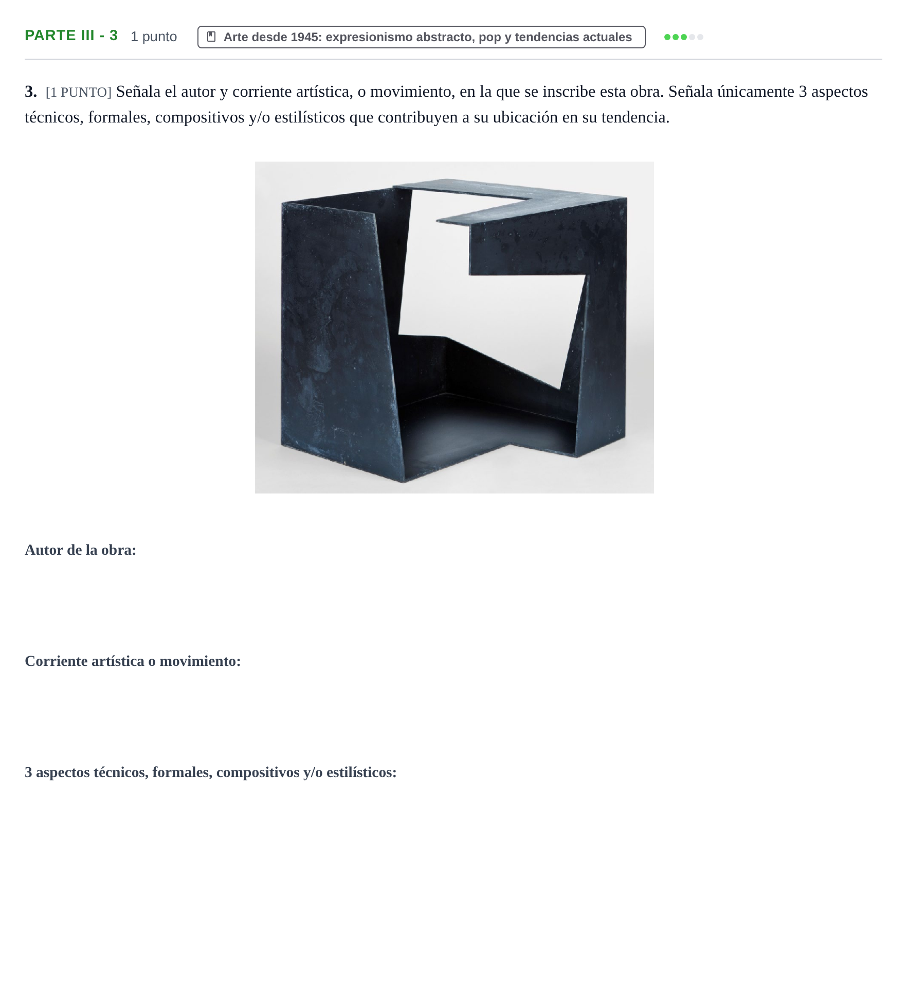 Enunciado: Ejercicio Parte III - 3 · Fundamentos Artísticos PAU Cantabria Ordinaria (Fundamentos del Arte II) 2024