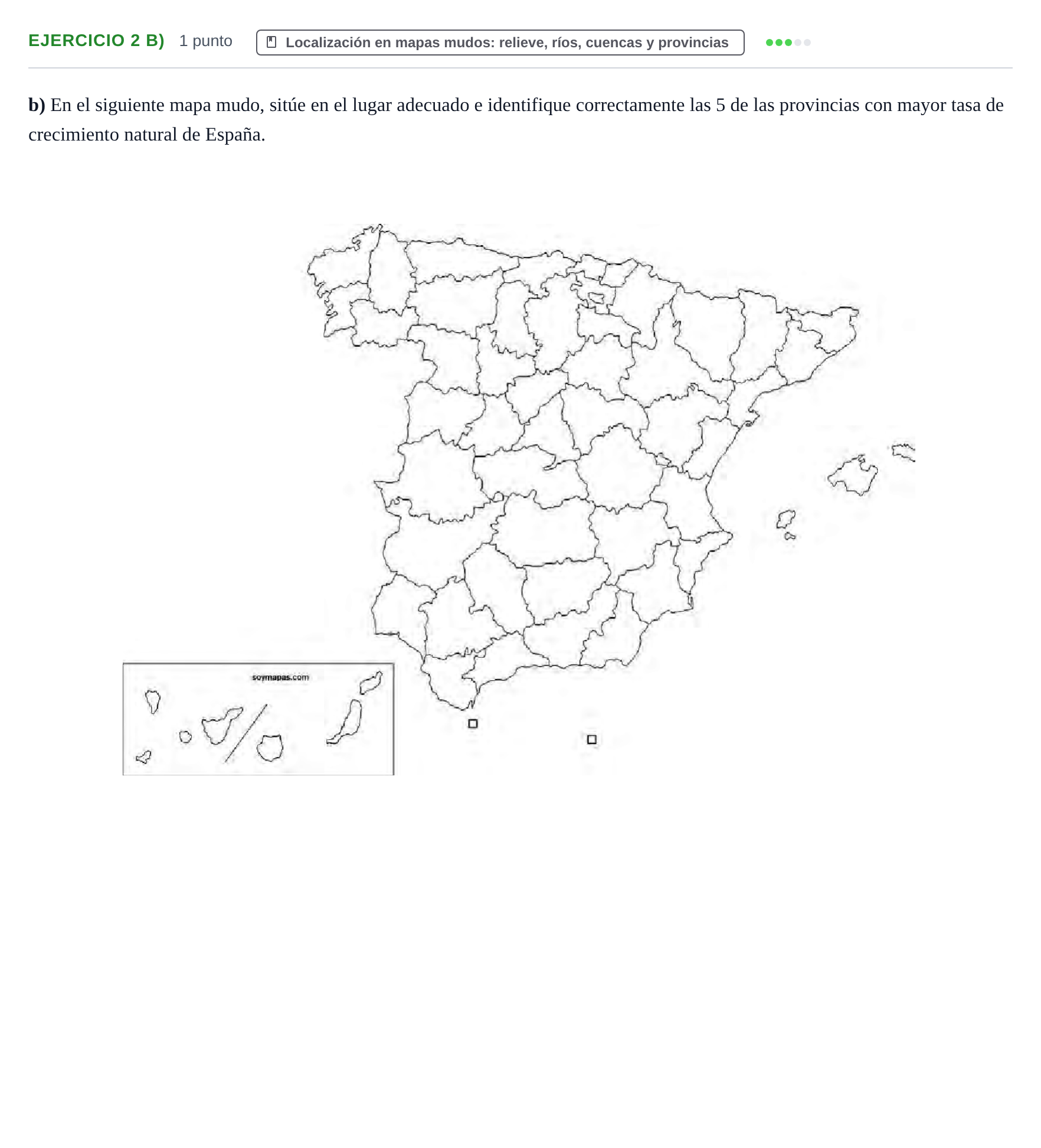 Enunciado: Ejercicio 2 b) · Geografía PAU Cantabria Extraordinaria 2024