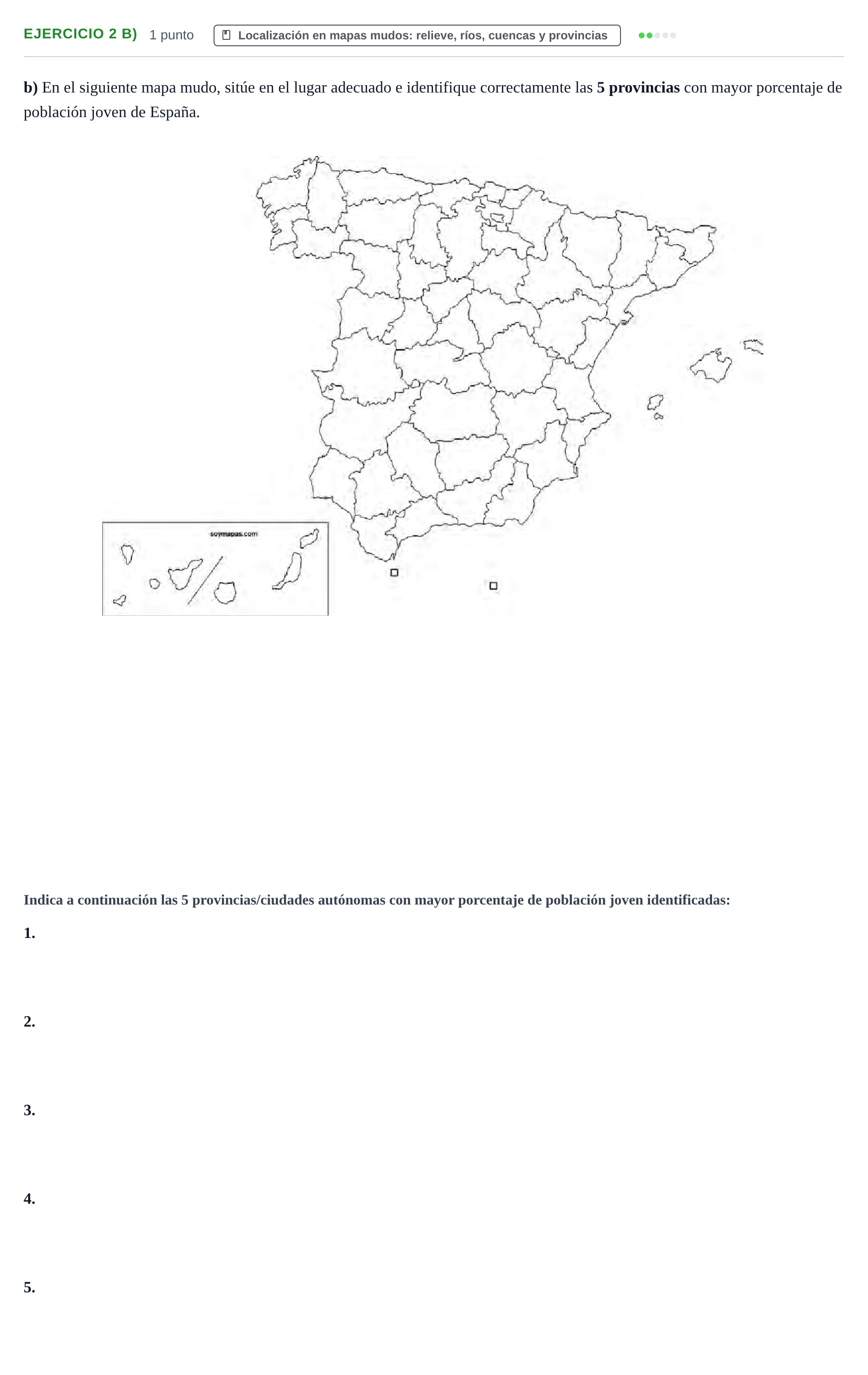 Enunciado: Ejercicio 2 b) · Geografía PAU Cantabria Ordinaria 2024