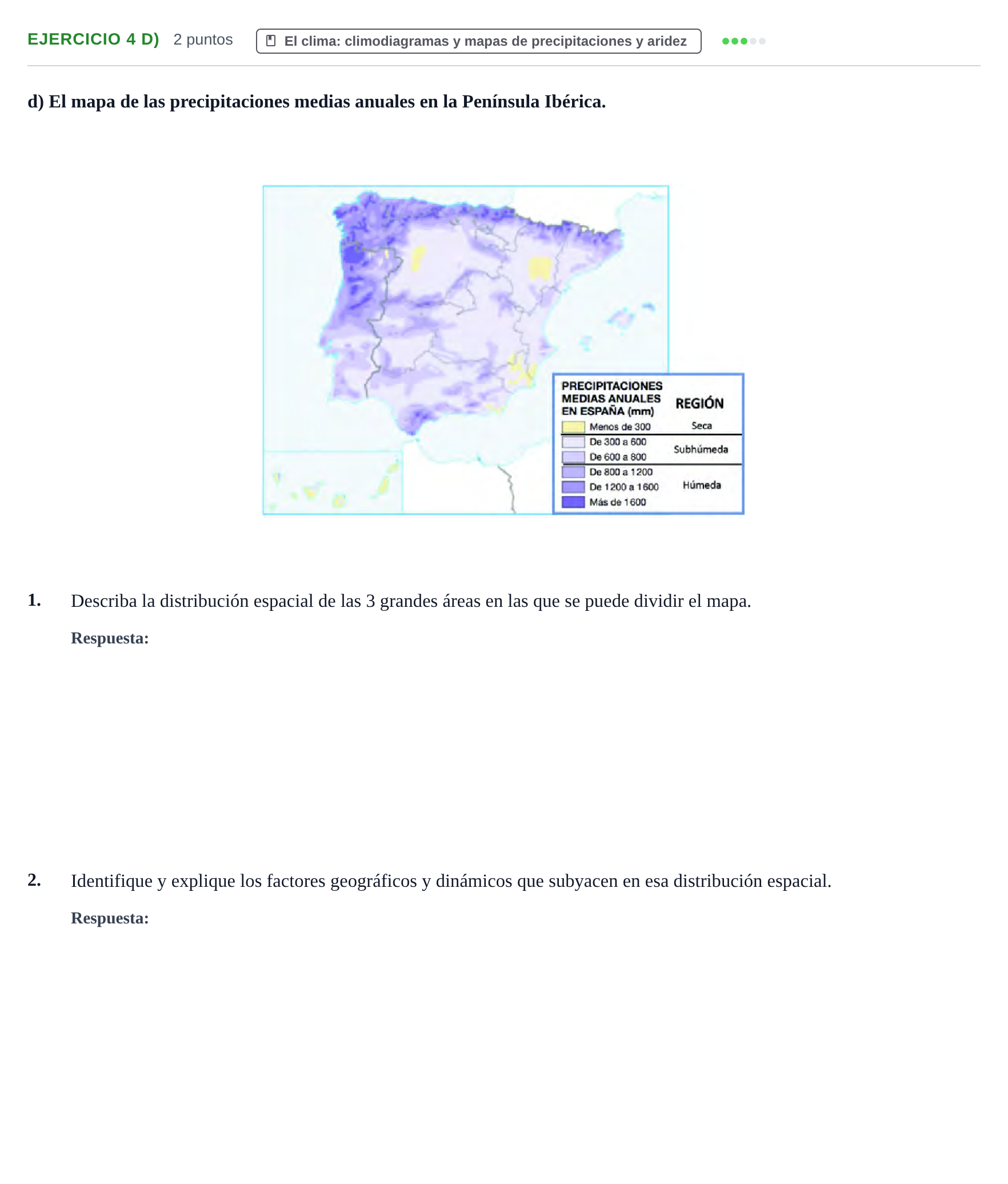 Enunciado: Ejercicio 4 d) · Geografía PAU Cantabria Ordinaria 2024