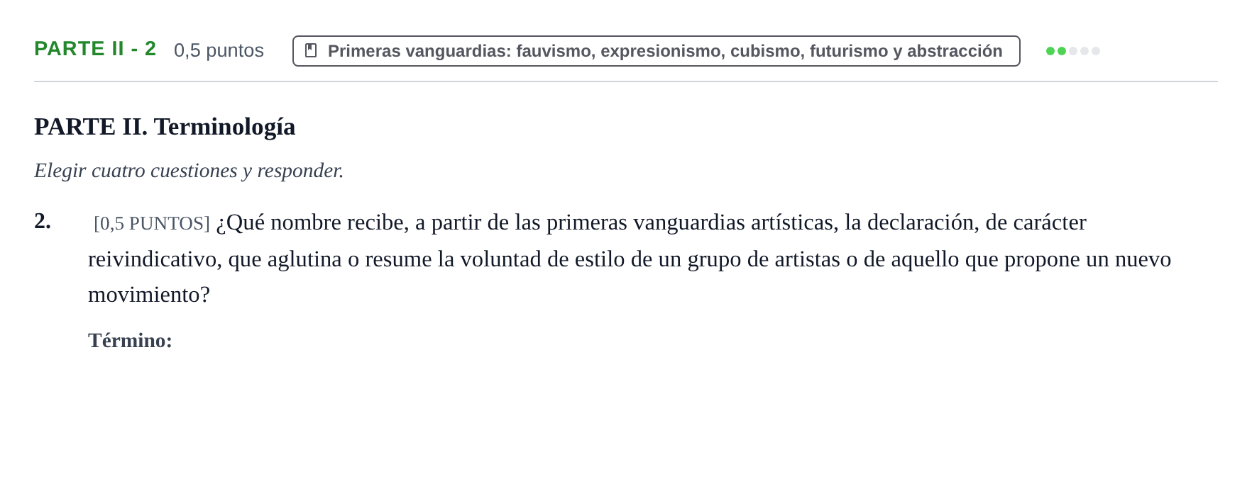 Enunciado: Ejercicio Parte II - 2 · Fundamentos Artísticos PAU Cantabria Ordinaria 2024