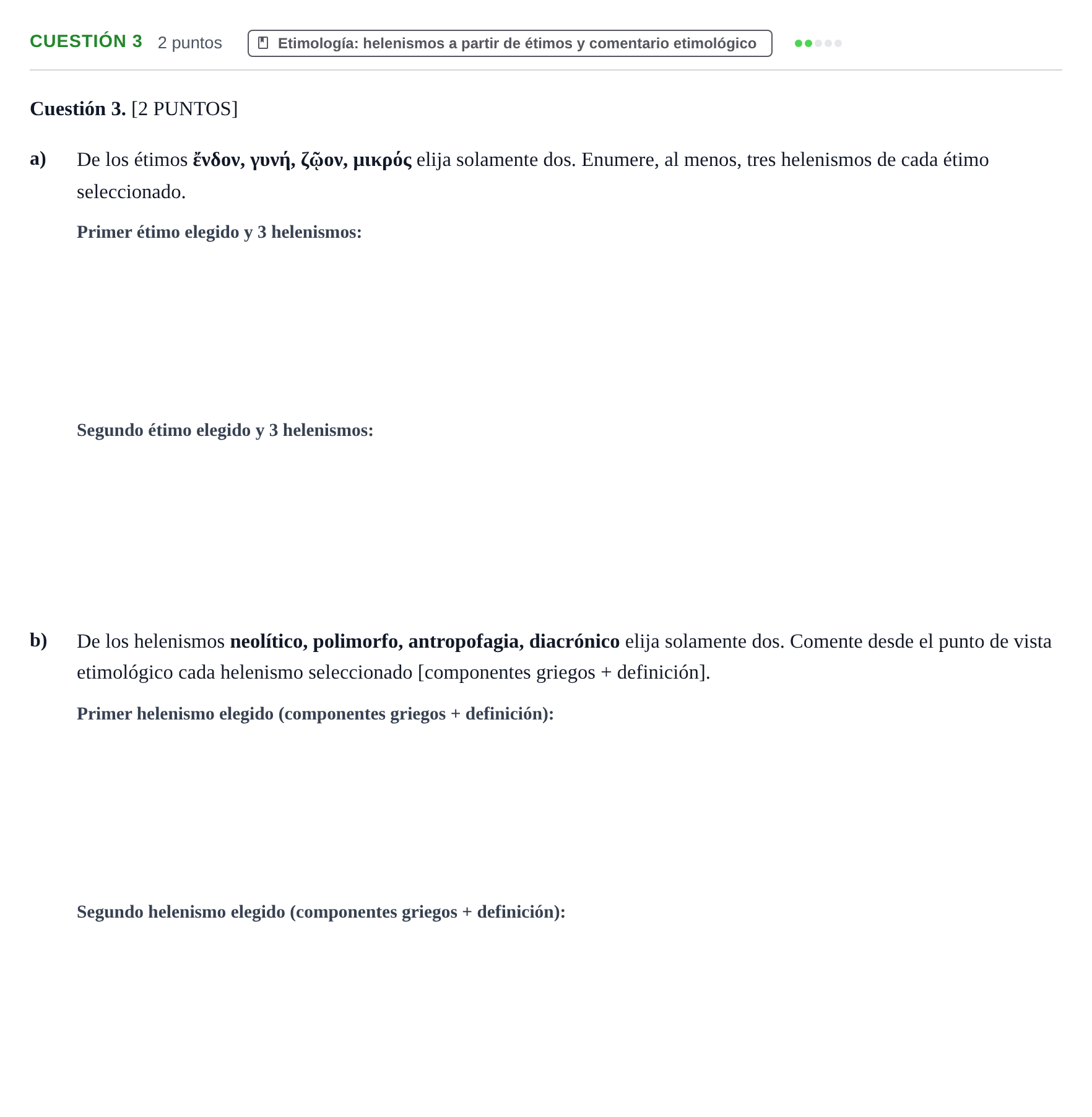 Enunciado: Cuestión 3 · Griego II PAU Cantabria Extraordinaria 2024
