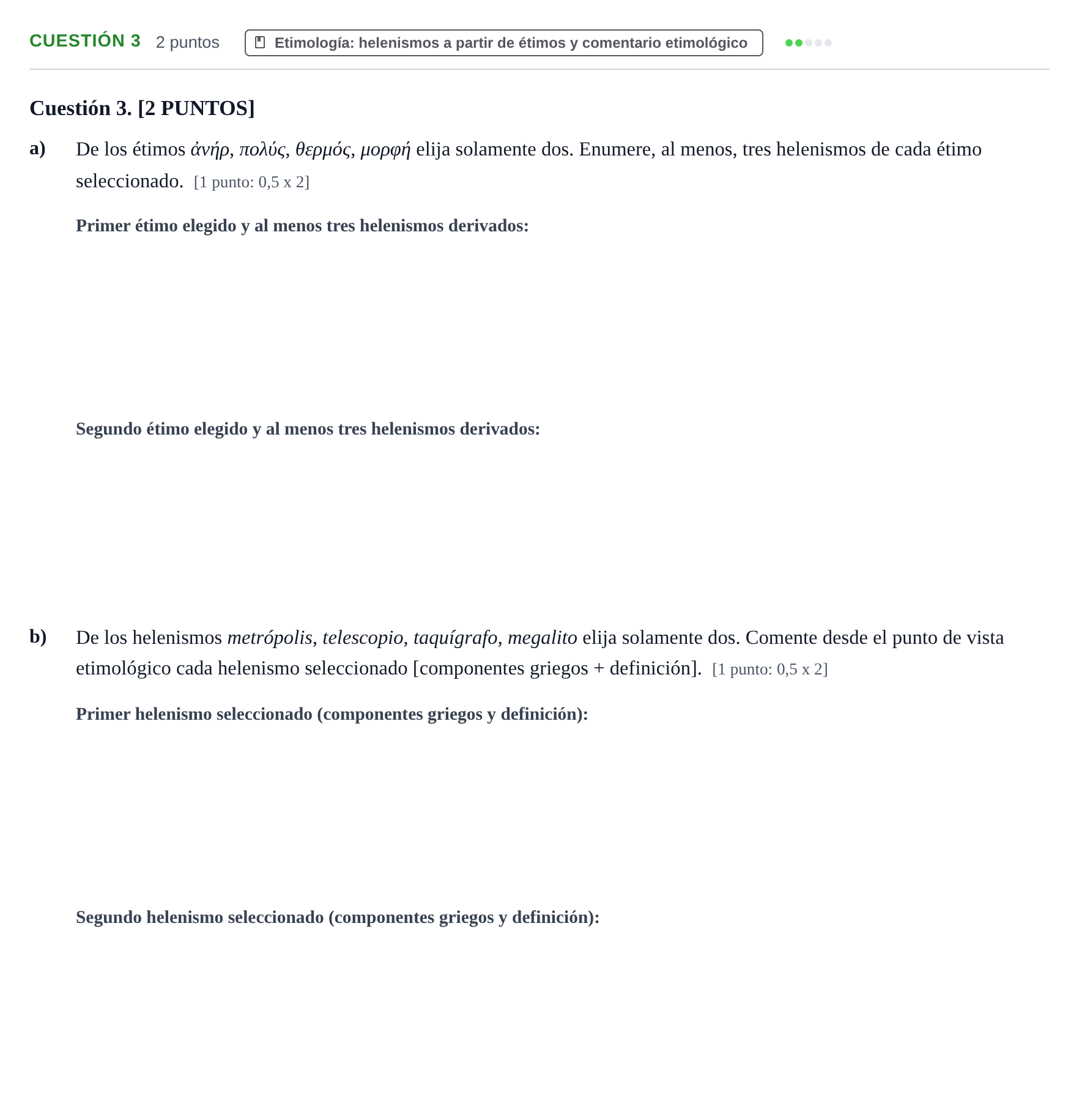Enunciado: Cuestión 3 · Griego II PAU Cantabria Ordinaria 2024